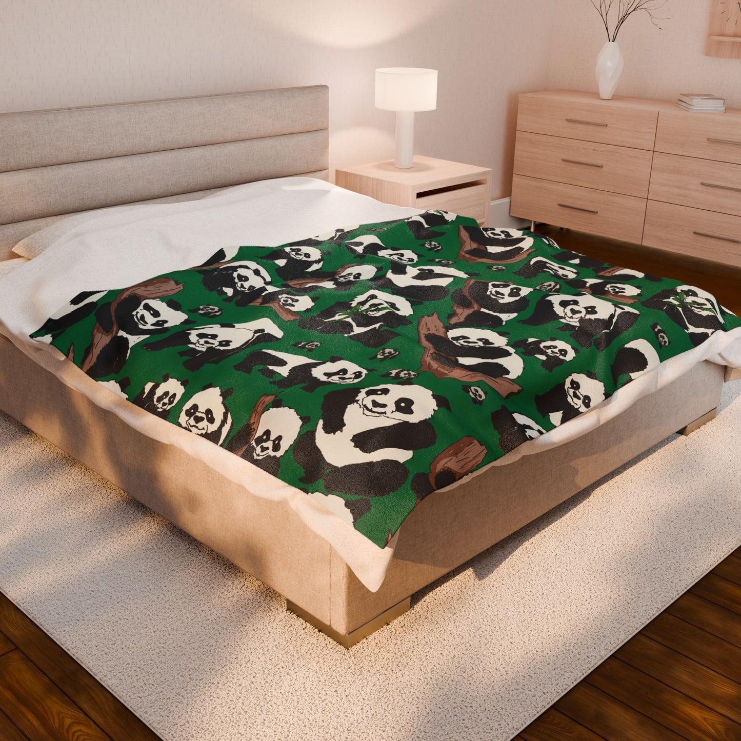 Cozy Panda Velveteen Plush Blanket | Soft Throw for Kids, Nursery Decor, Animal Lover Gift, cuddly sofa blanket, Warm Home Accessory