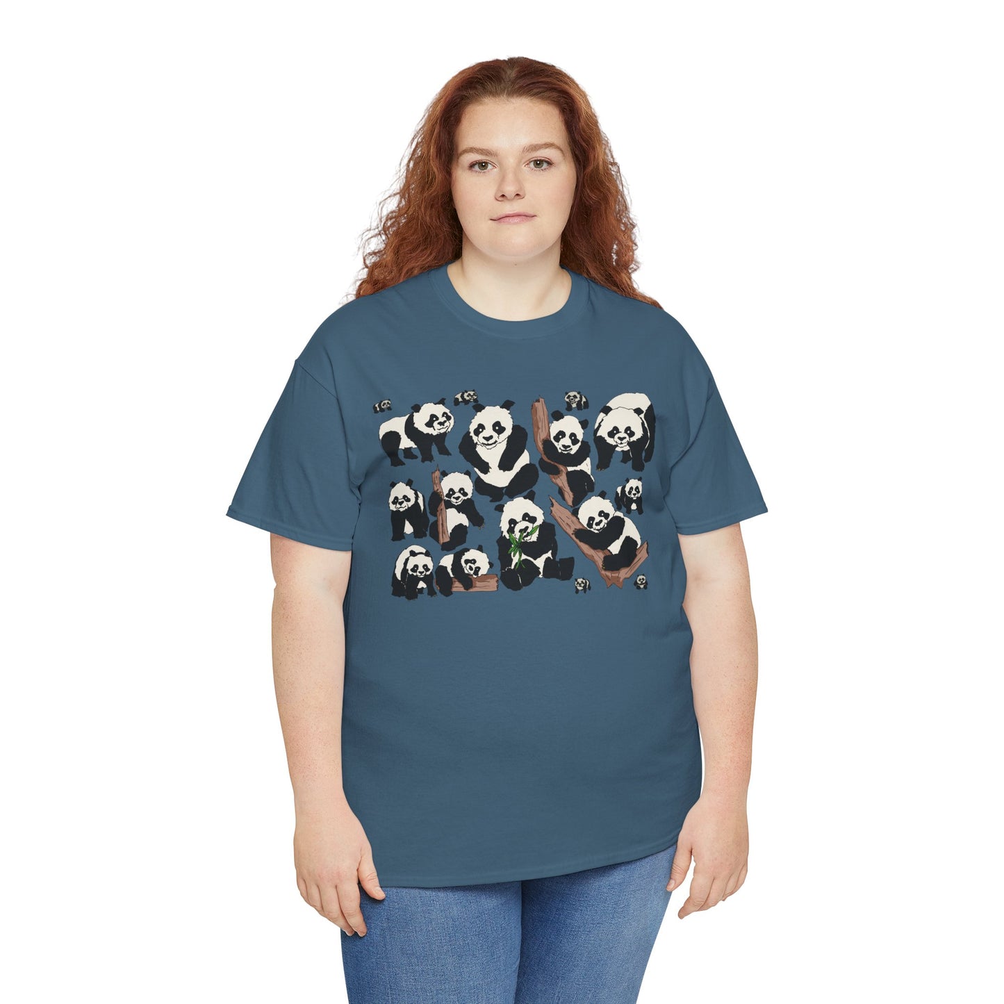 Cute Panda Design Unisex Heavy Cotton Tee | Animal Lover Gift, Casual Wear, Eco-Friendly Apparel, Nature Enthusiast Clothing