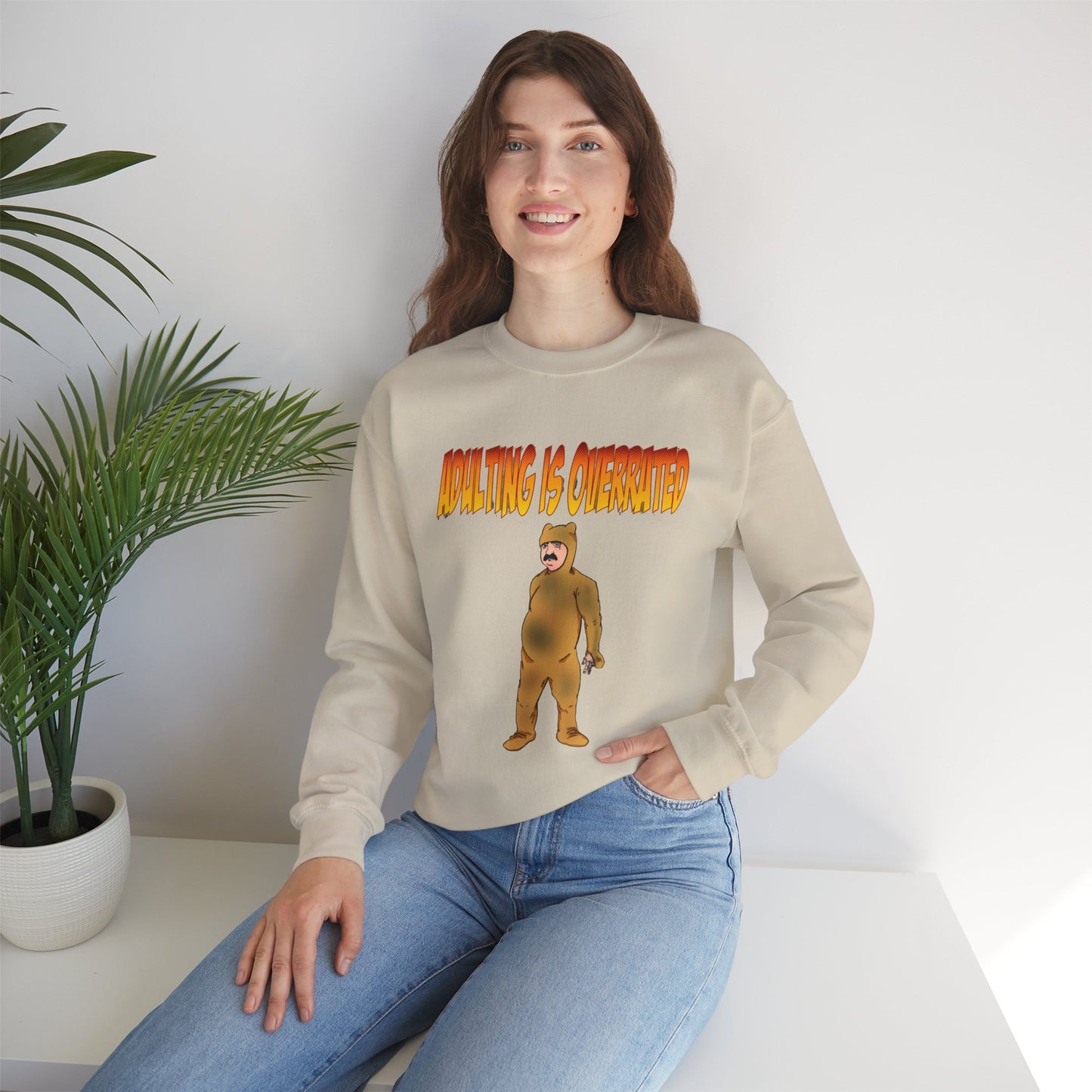 Cozy Humor Sweatshirt - 'Adulting is Overrated'