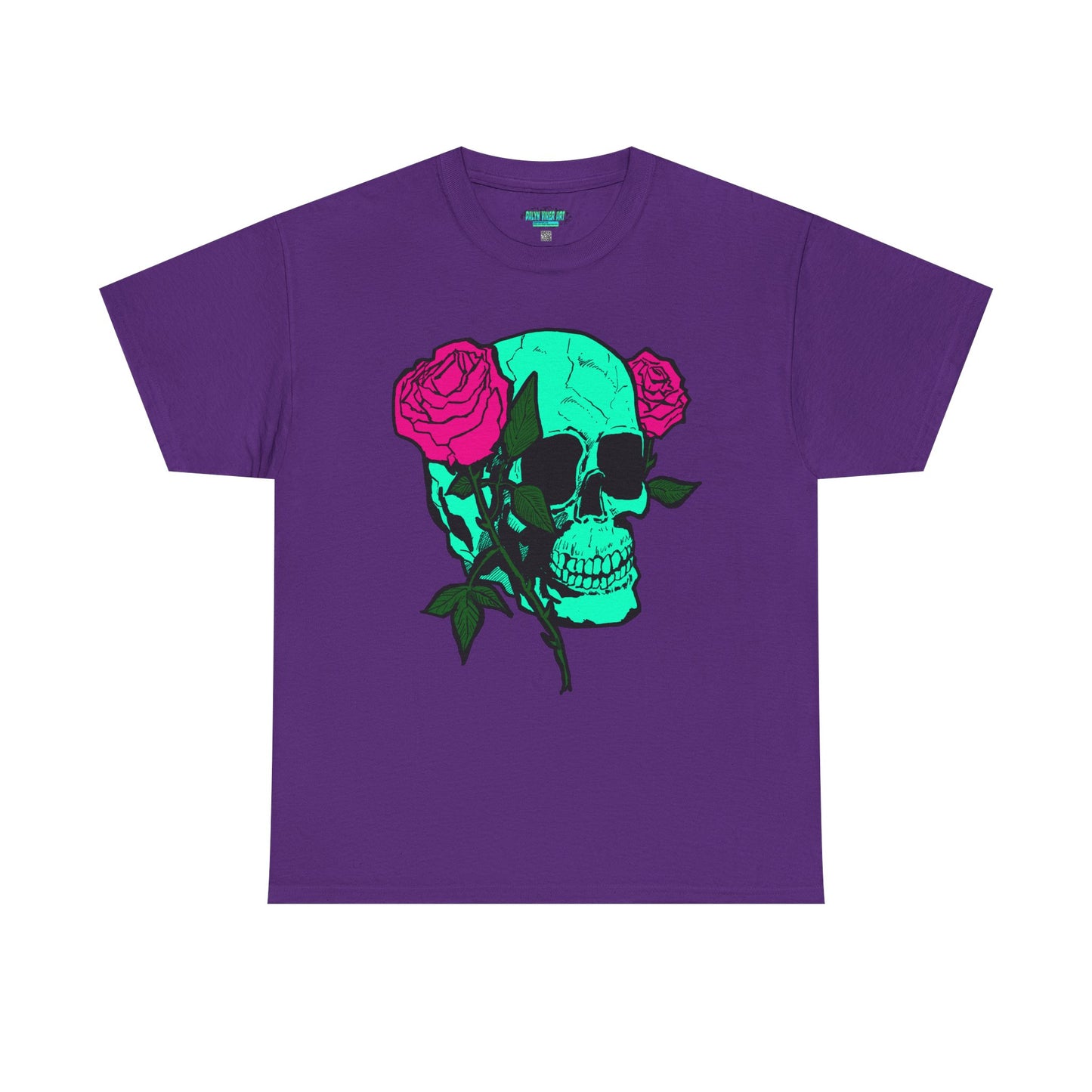 Edgy Skull & Roses Unisex Heavy Cotton Tee - Graphic T-Shirt for Alternative Fashion Lovers