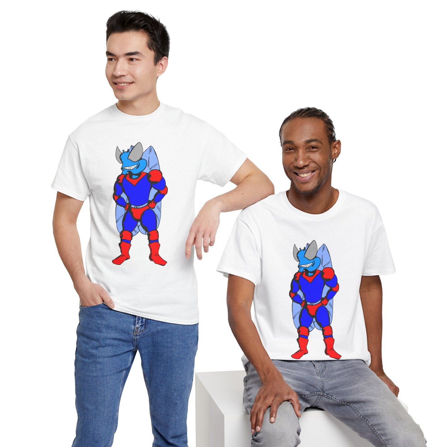 Astro-Fly Hero Graphic Tee - Blue & Red Superhero T-Shirt