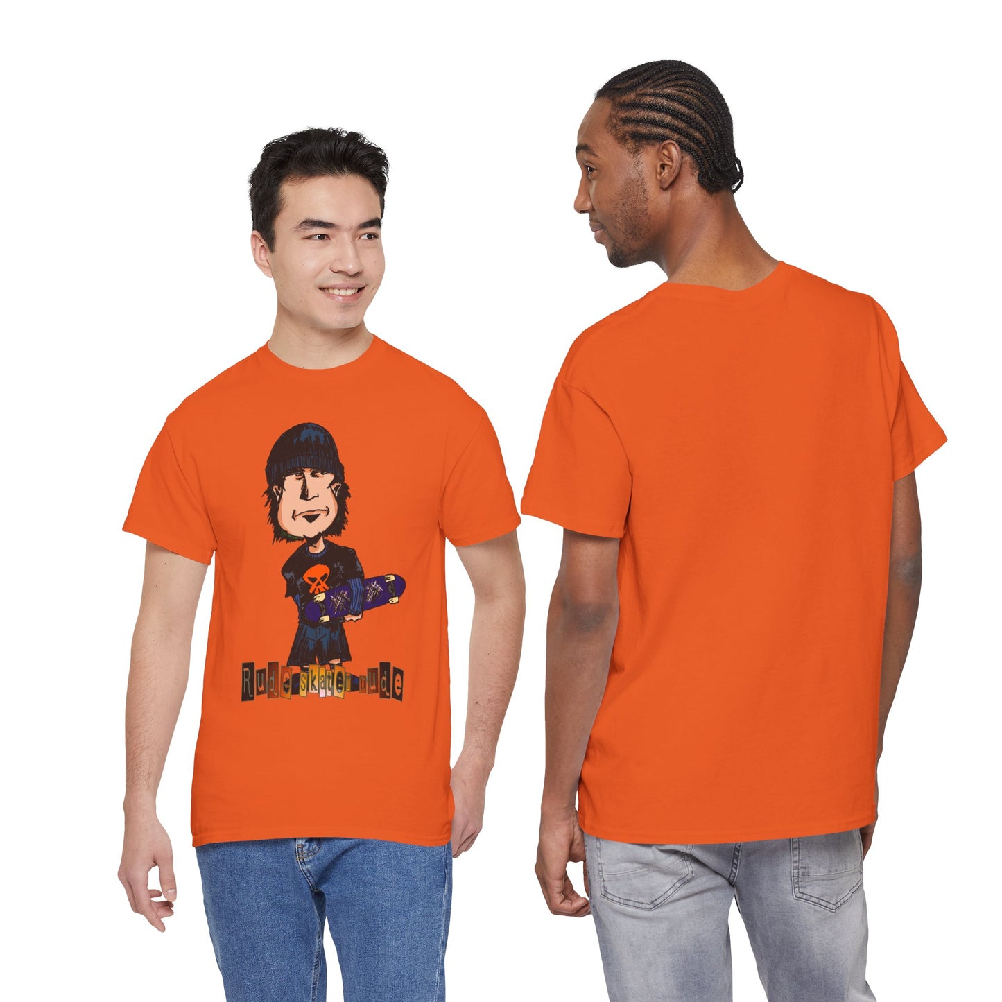 Rude Skater Dude Cartoon Skate Punk T-Shirt — Skateboarding Tee with Skull Design