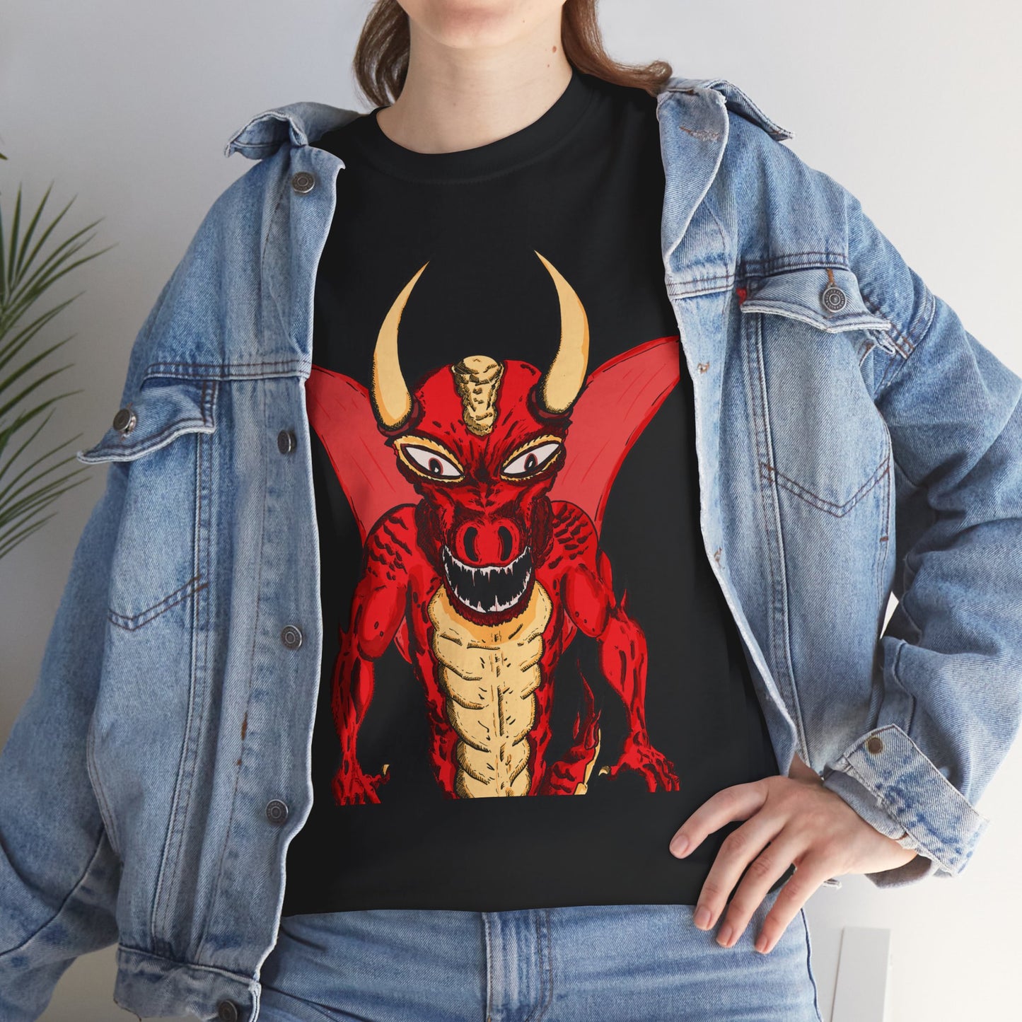 Bold Red Dragon Unisex Heavy Cotton Tee | Graphic Shirt for Anime Fans, Party Wear, Casual Outfit, Gift for Him/Her