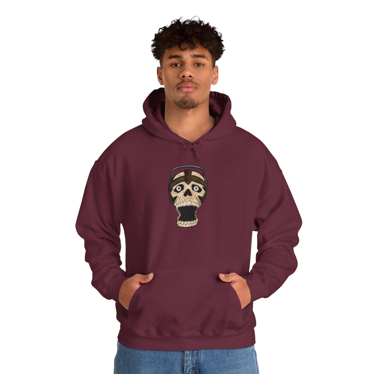 Screaming Skull Graphic Hoodie, Unisex Heavy Blend Sweatshirt, Cozy Casual Wear, Gift for Halloween, Unique October Fashion, Everyday Comfort