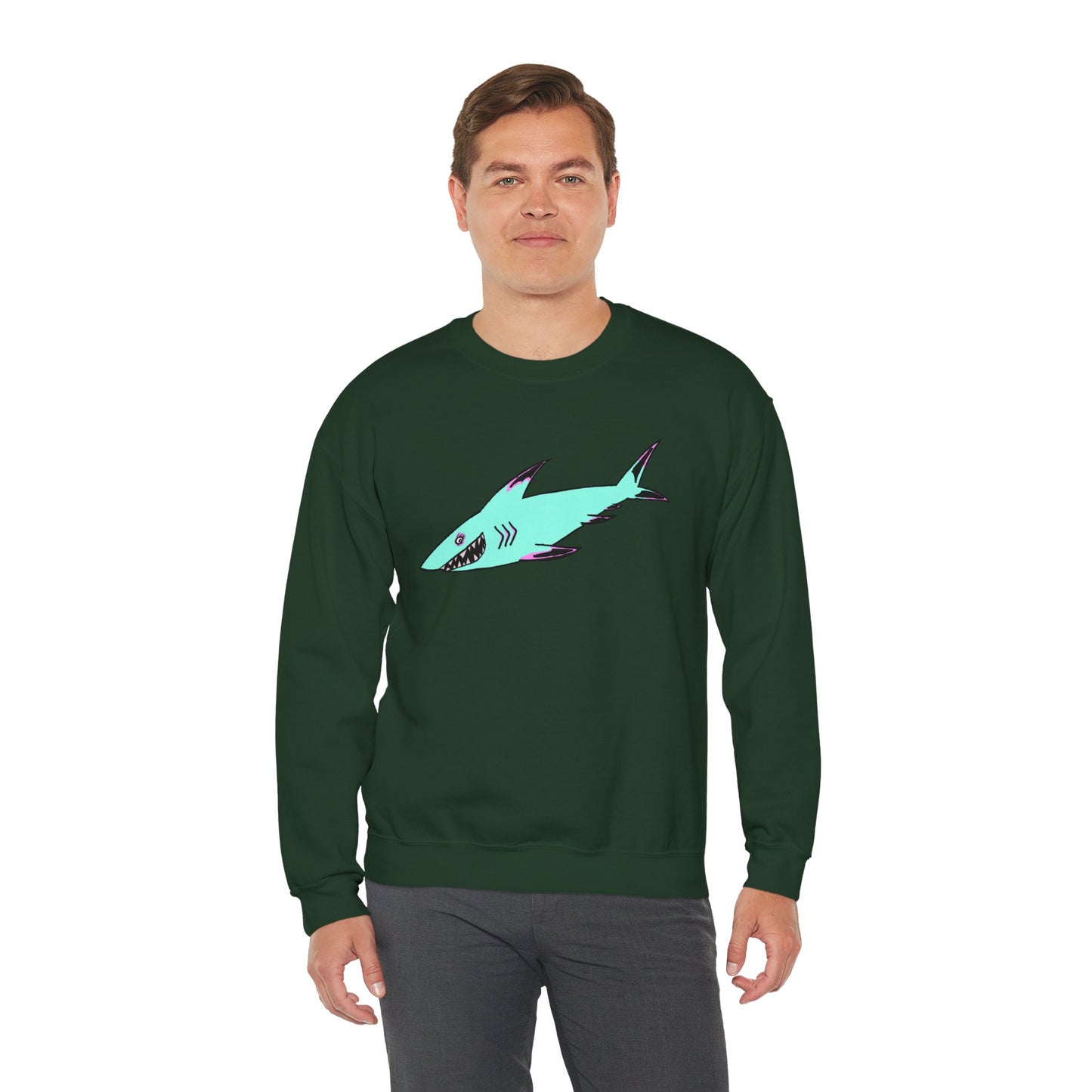 Charming Shark Graphic Sweatshirt - Unisex Heavy Blend™ Crewneck