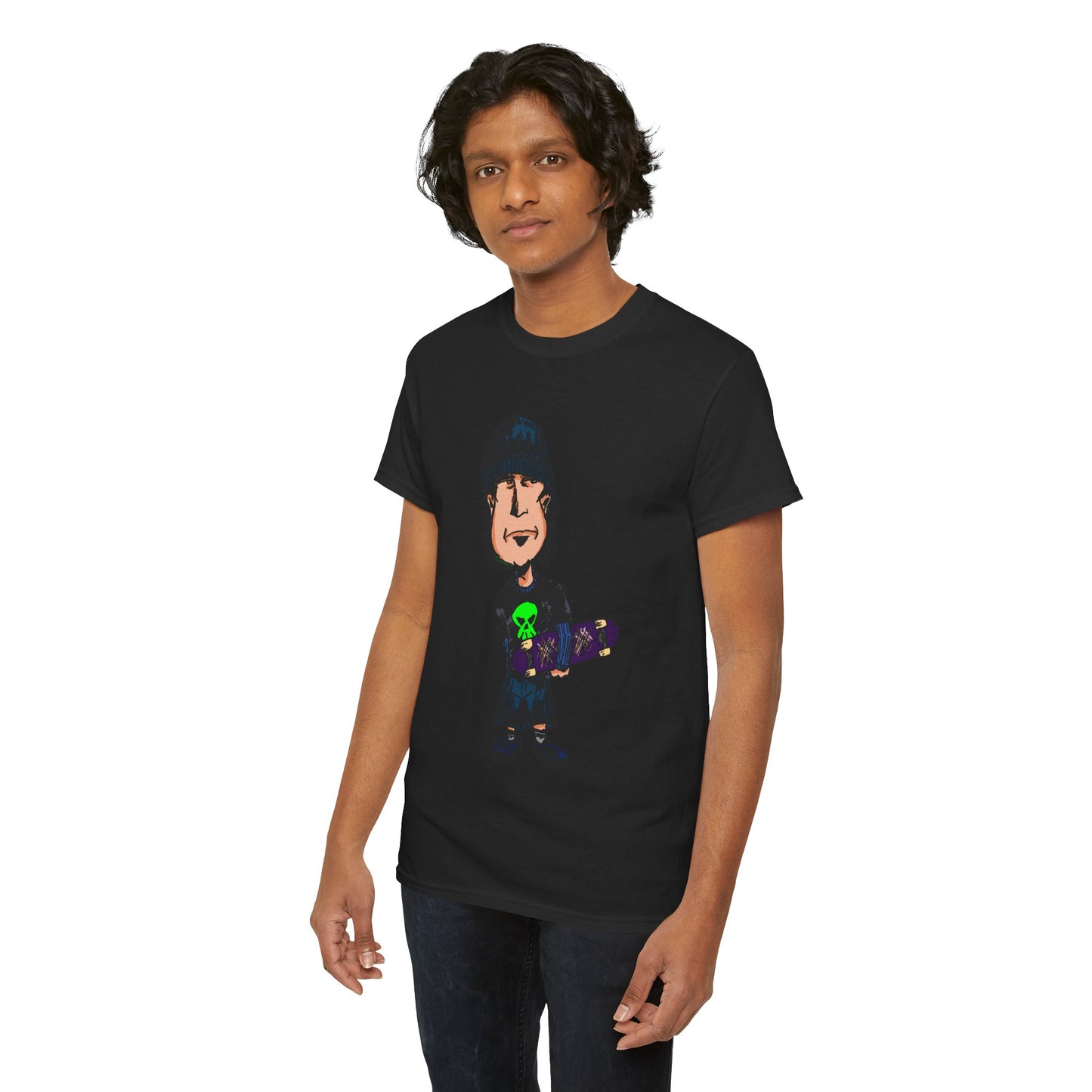 Rude Skater Dude - Skate Punk Cartoon Tee – Boy with Skateboard Graphic Shirt