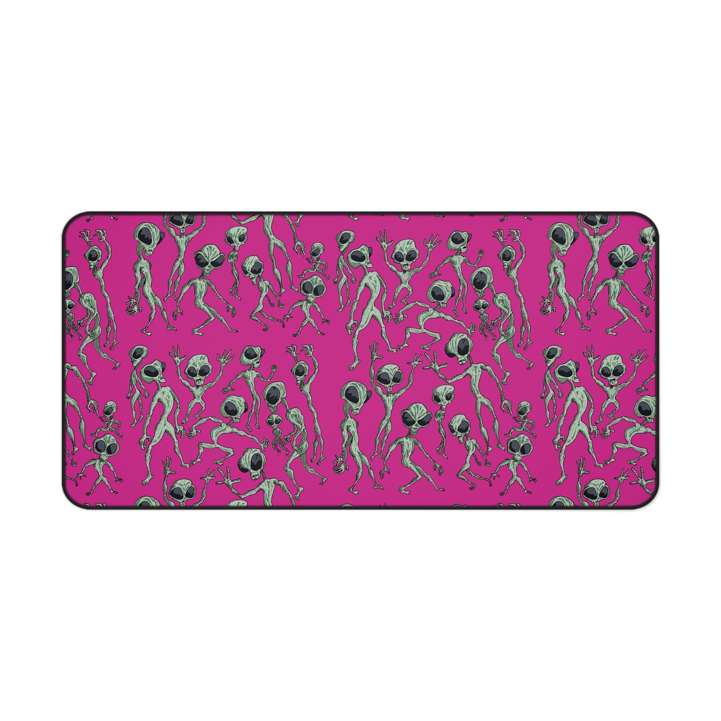 Alien Dance Party Desk Mat - Vibrant Pink Cosmic Sci-Fi Outer Space Intergalactic