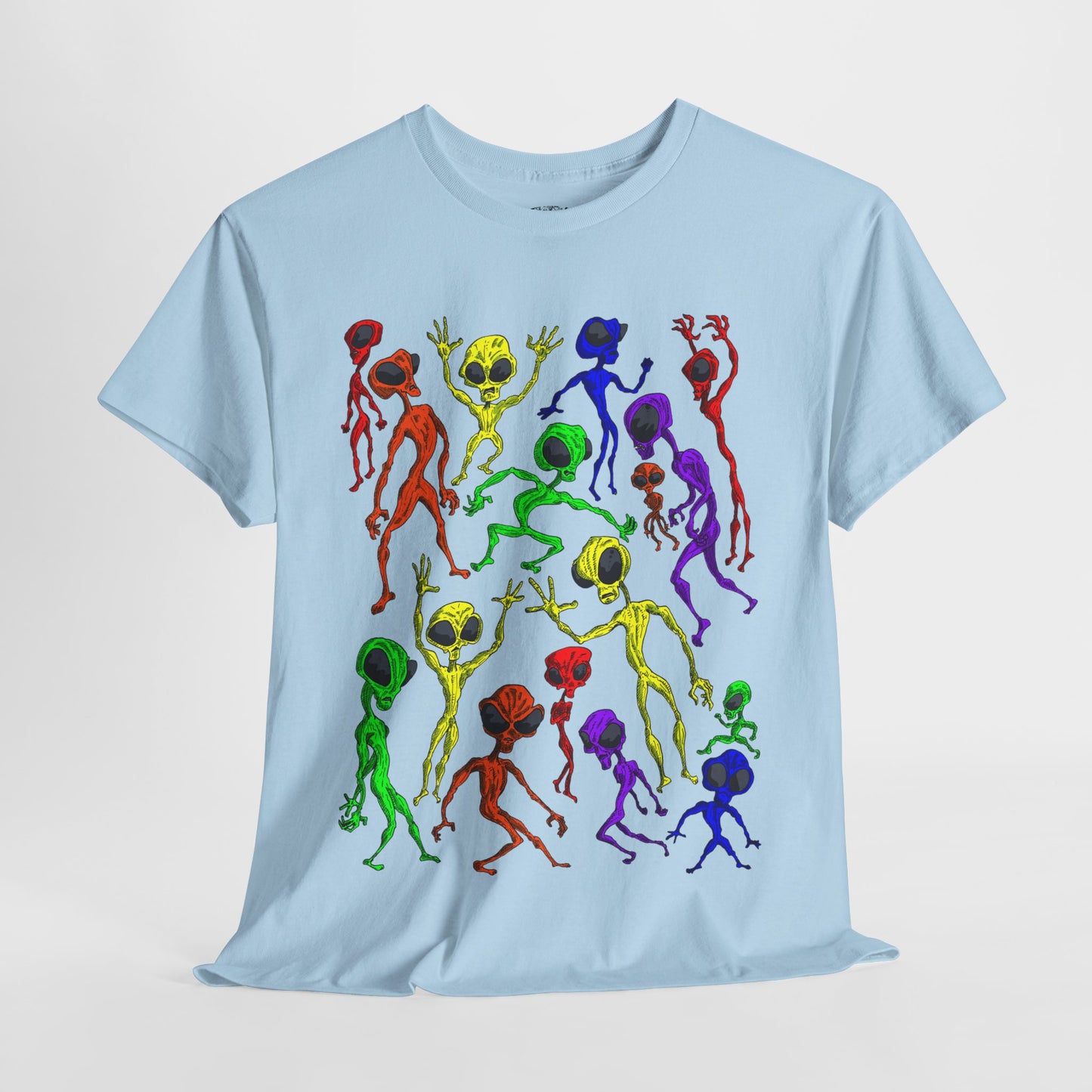Rainbow Alien Dance Party Unisex Tee - Cosmic Sci-Fi Shirt