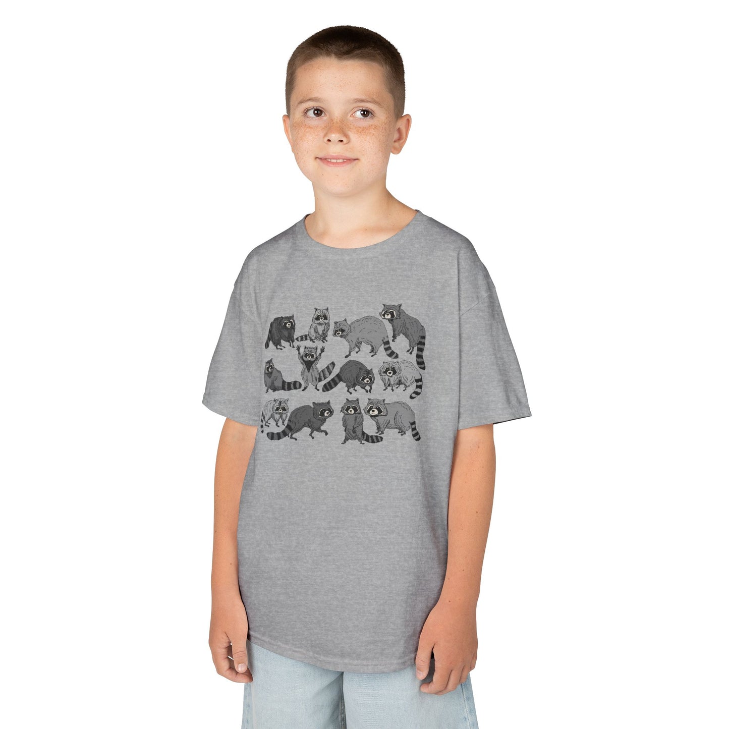 Cute Raccoons Pattern Kids Tee, Animal Lover Gift, Funny Raccoon Shirt, Children's Apparel, Birthday Outfit, Pet Lover Tee