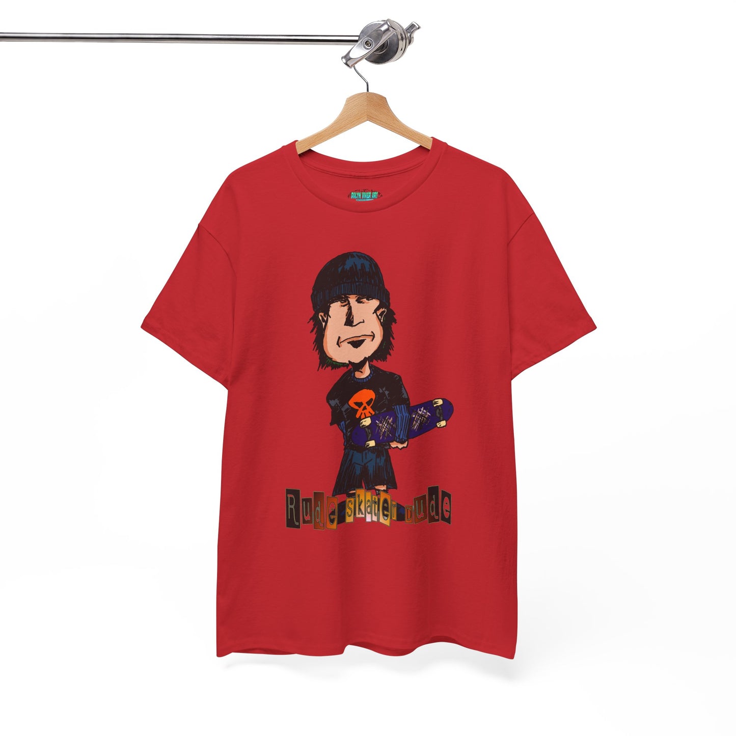 Rude Skater Dude Cartoon Skate Punk T-Shirt — Skateboarding Tee with Skull Design