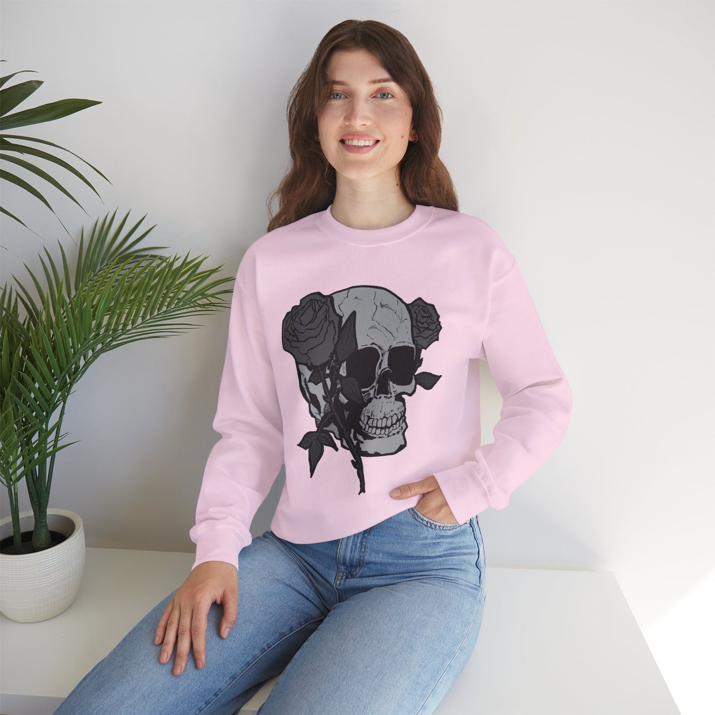 Skull and Roses Crewneck Sweatshirt - Unisex Heavy Blend™