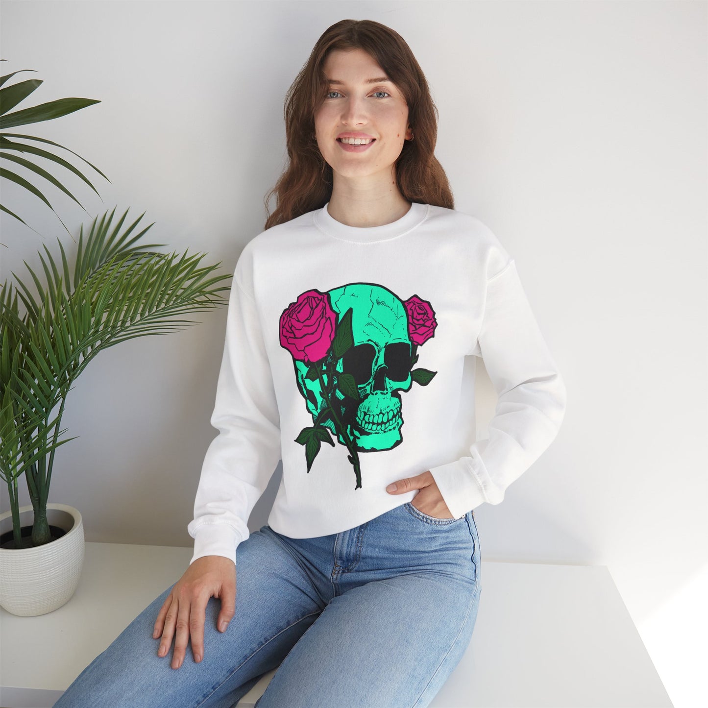 Skull and Roses Crewneck Sweatshirt for Trendsetters