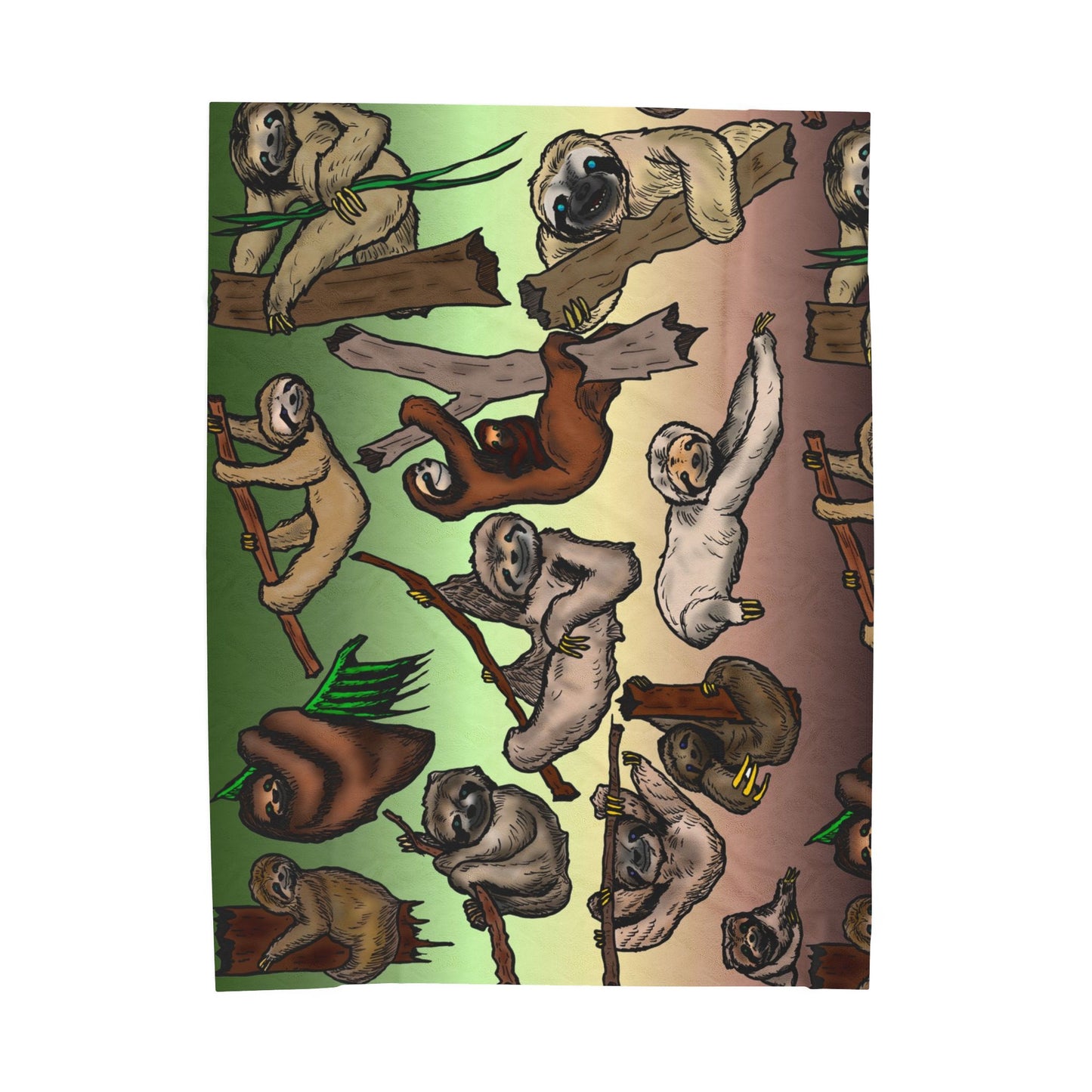 Sloth Pattern Velveteen Plush Blanket – Cute Relaxing Animal Throw