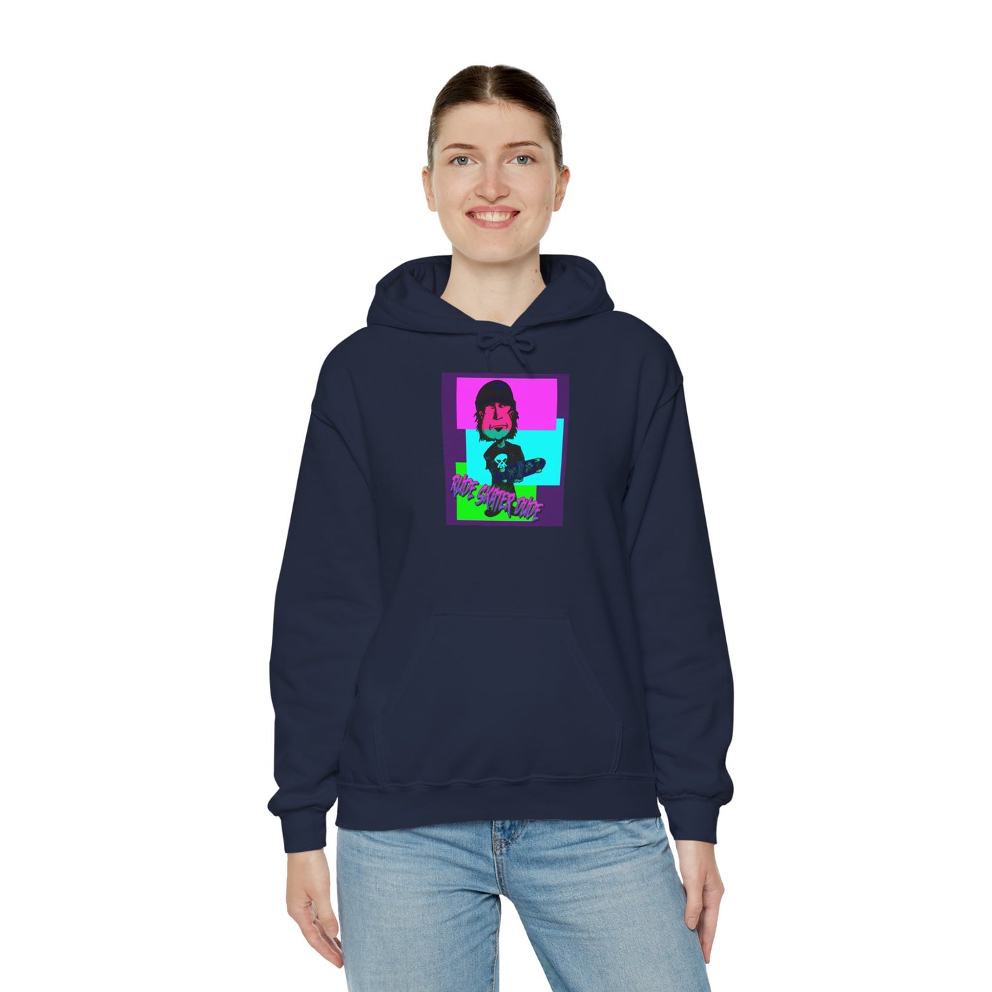 Retro Neon Rude Skater Dude Hoodie — Streetwear