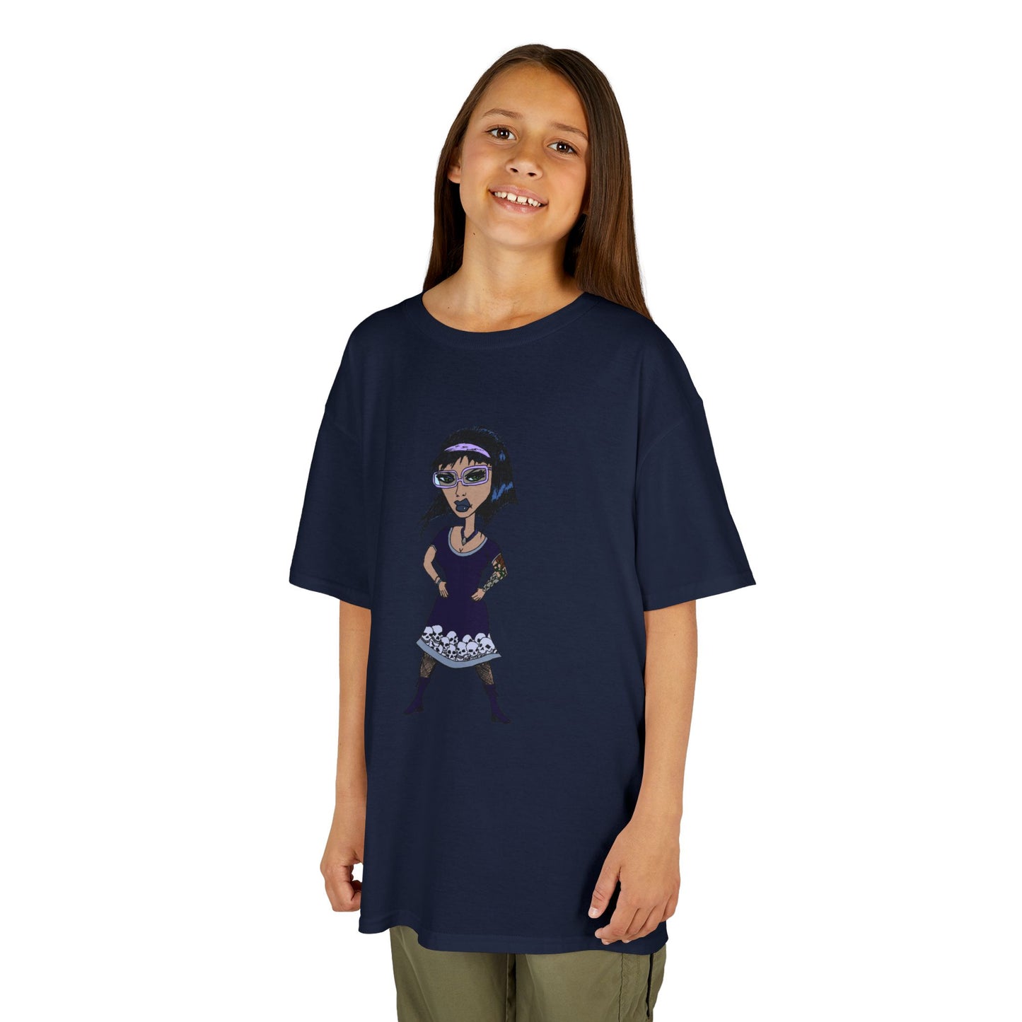 Kids Tee — Vintage Gothic Girl Cartoon Graphic Tee for Children