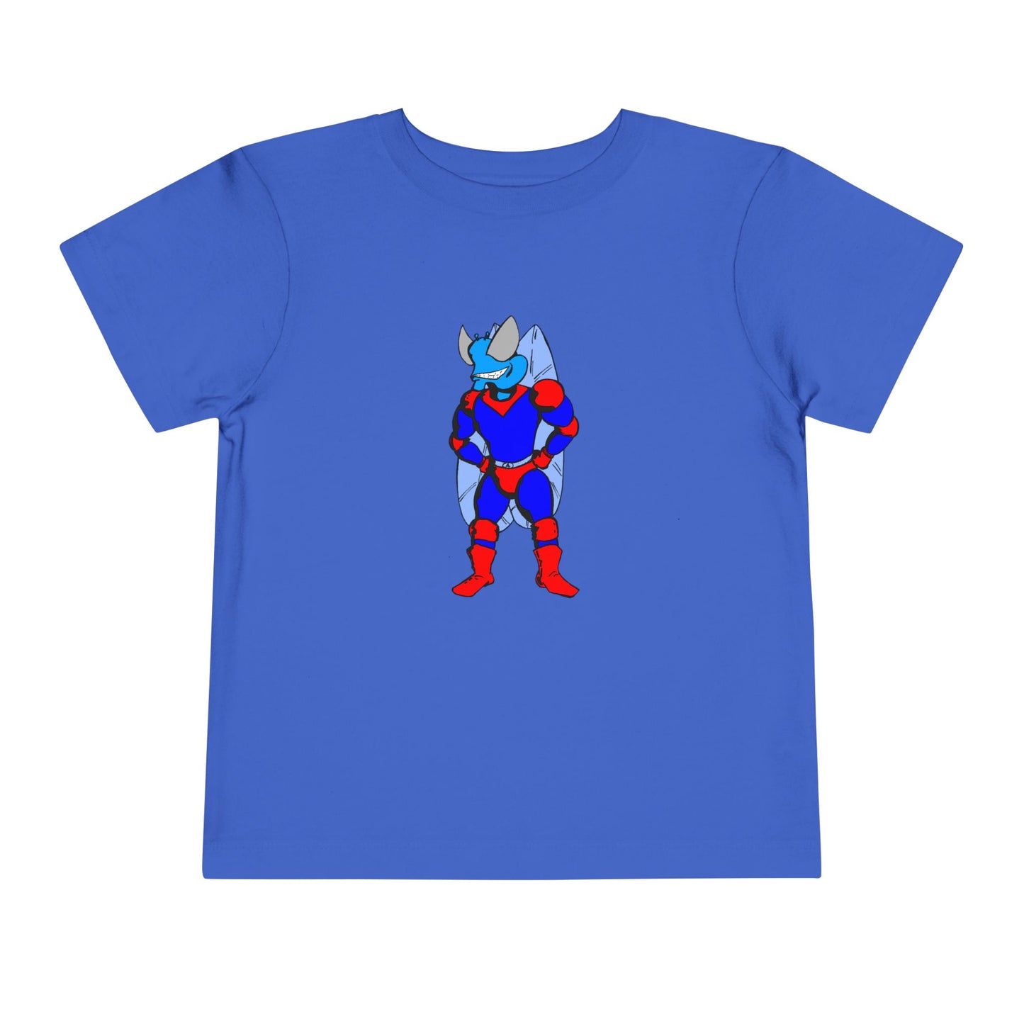 Astro-Fly Toddler Tee — Brave Blue Superhero Bug Graphic