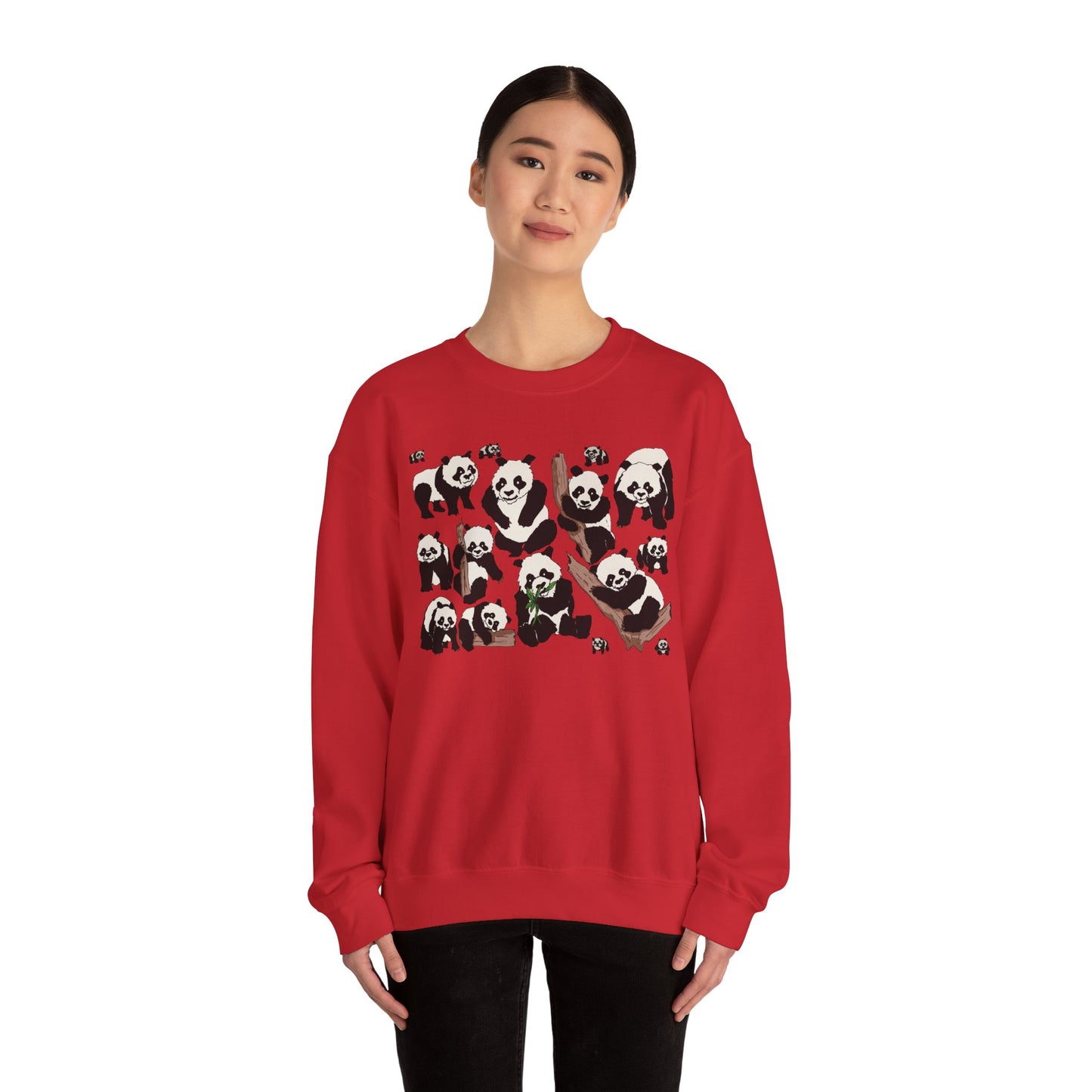 Cozy Panda Crewneck Sweatshirt - Soft Unisex Heavy Blend