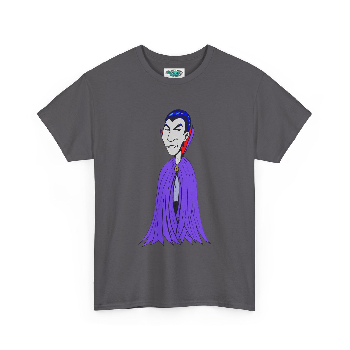 Vampire Cartoon Tee - Cute Purple Cloak Dracula Graphic T-Shirt