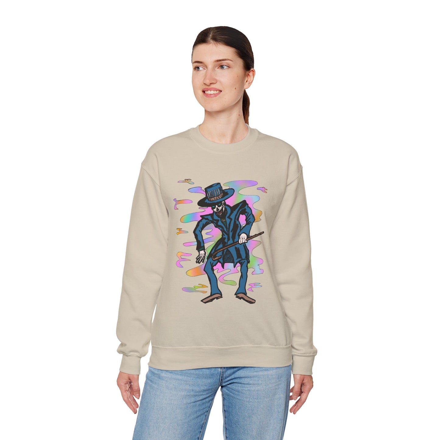 Vibrant Voodoo Graphic Crewneck Sweatshirt - Unisex Halloween Vibe