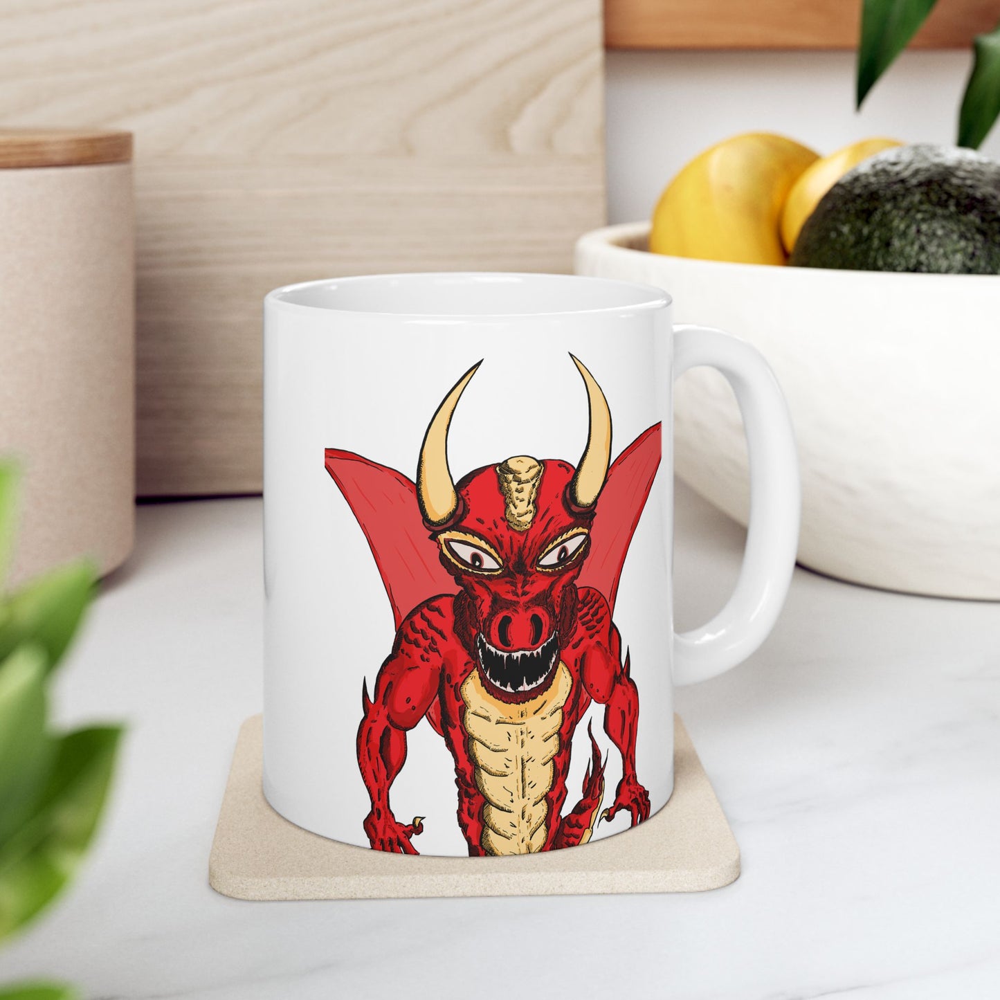 Bold Demon Dragon Themed Ceramic Mug | Perfect Gift for Comic Fans, Coffee Lovers, & Superhero Parties, Protect Your Coffee in Style!