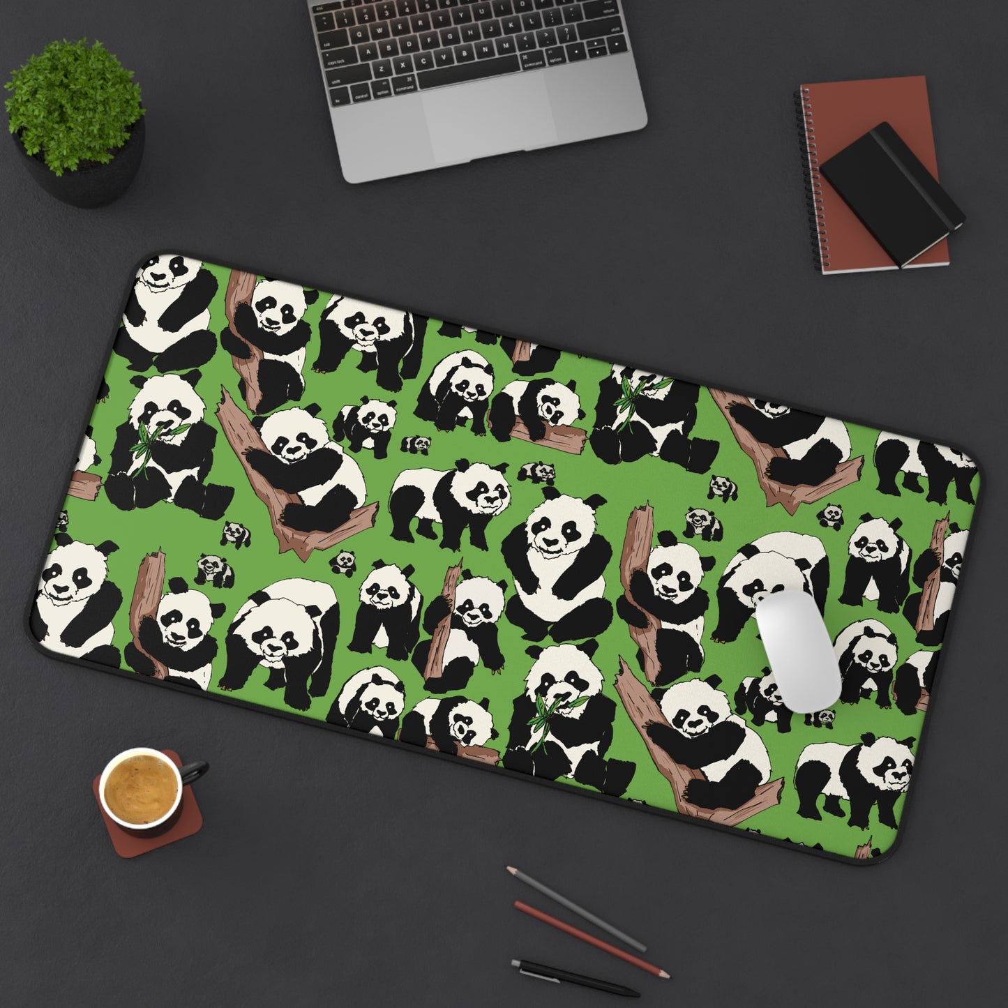 Whimsical Panda Desk Mat | Cute Office Decor, Gift for Animal Lovers, Gamer Mouse Pad, Nature Inspired Workspace