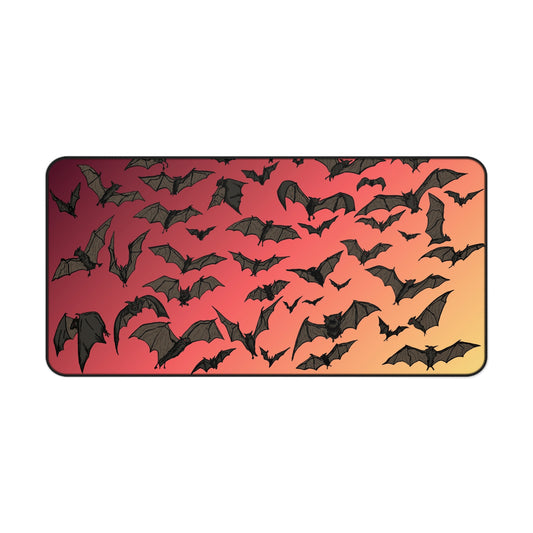 Bat Swarm Desk Mat — Halloween Gradient Gaming/Office Mousepad