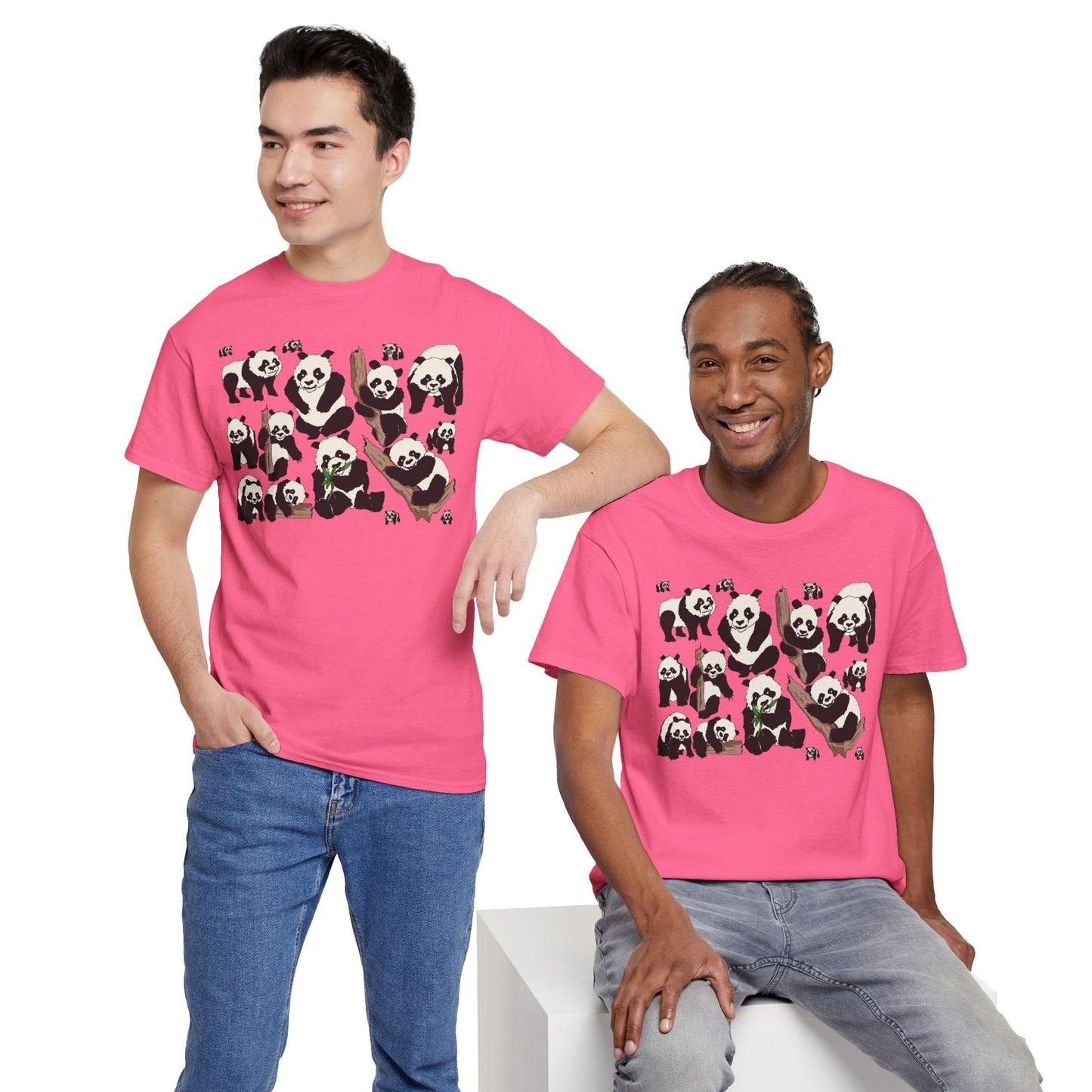 Cute Panda Design Unisex Heavy Cotton Tee | Animal Lover Gift, Casual Wear, Eco-Friendly Apparel, Nature Enthusiast Clothing