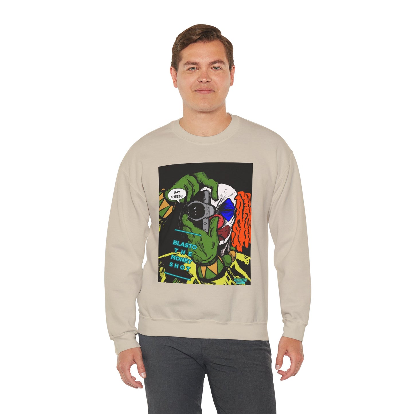 Blasto the Clown Retro Homage Graphic Crewneck Sweatshirt - 'Blast from the Past'