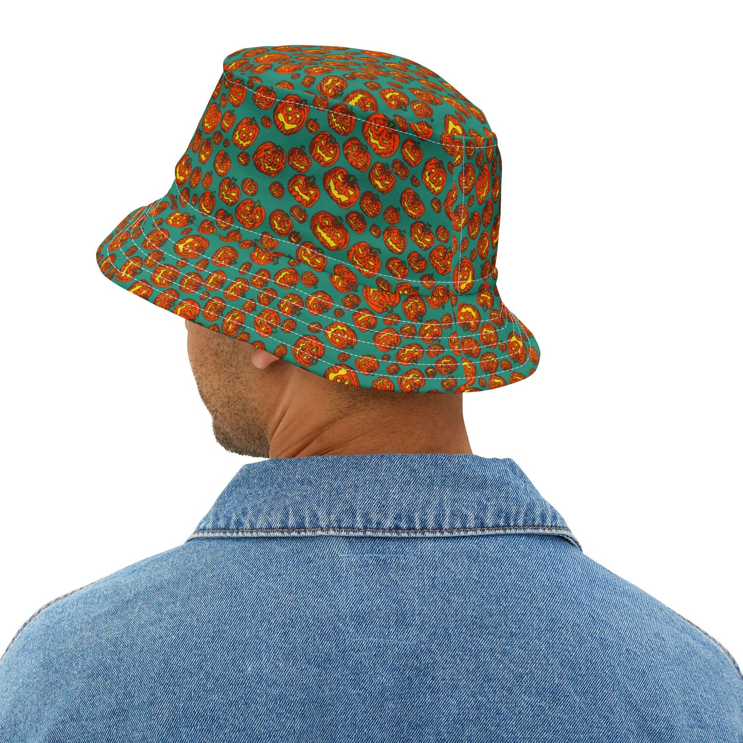 Halloween Pumpkin Bucket Hat, Cute Fall Hat, AOP Bucket Hat, Festival Gear, Trick or Treat Accessory