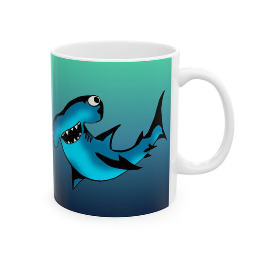 Harley Hammerhead Shark Gradient Ceramic Mug — Cute Hammerhead Coffee Cup (11oz & 15oz)