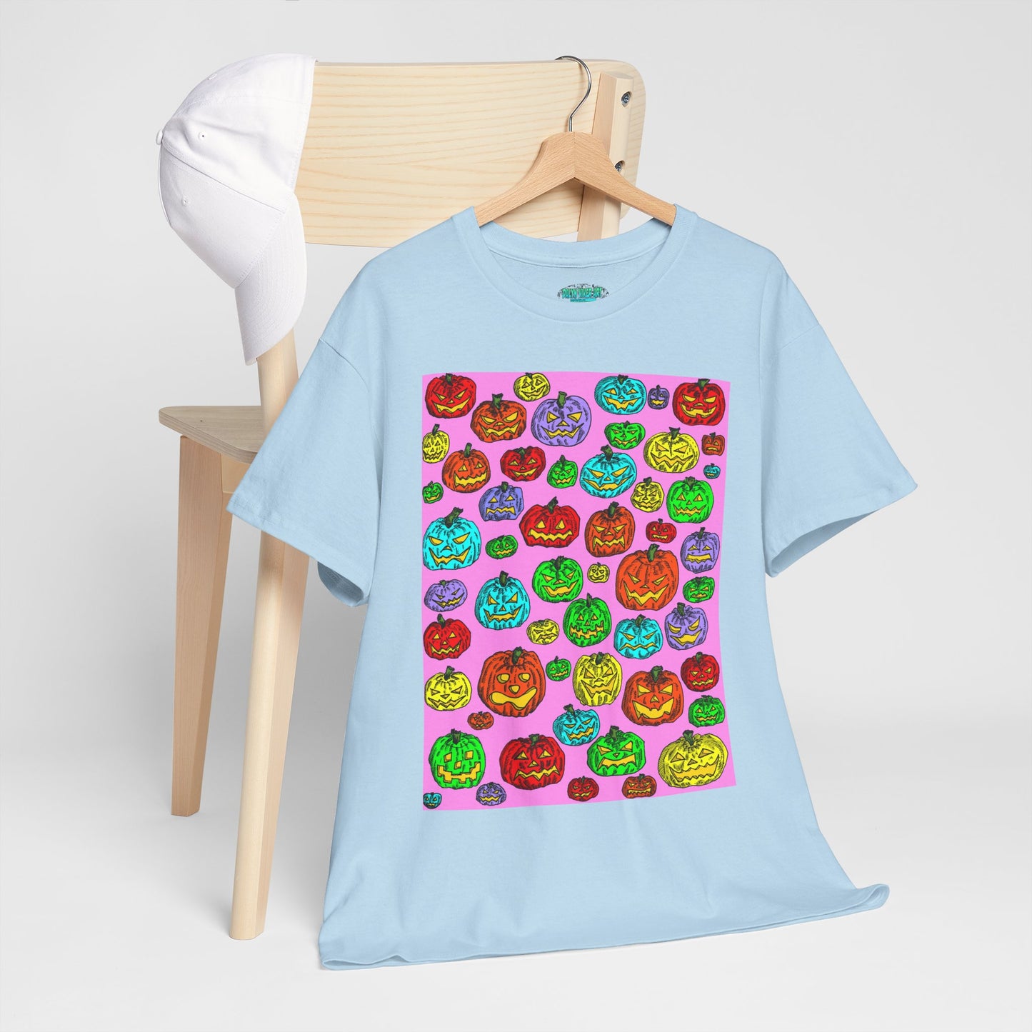 Colorful Pumpkin Graphic Tee, Unisex Cotton T-Shirt, Halloween Costume, Fall Apparel, Trendy Graphic Shirt, Casual Wear