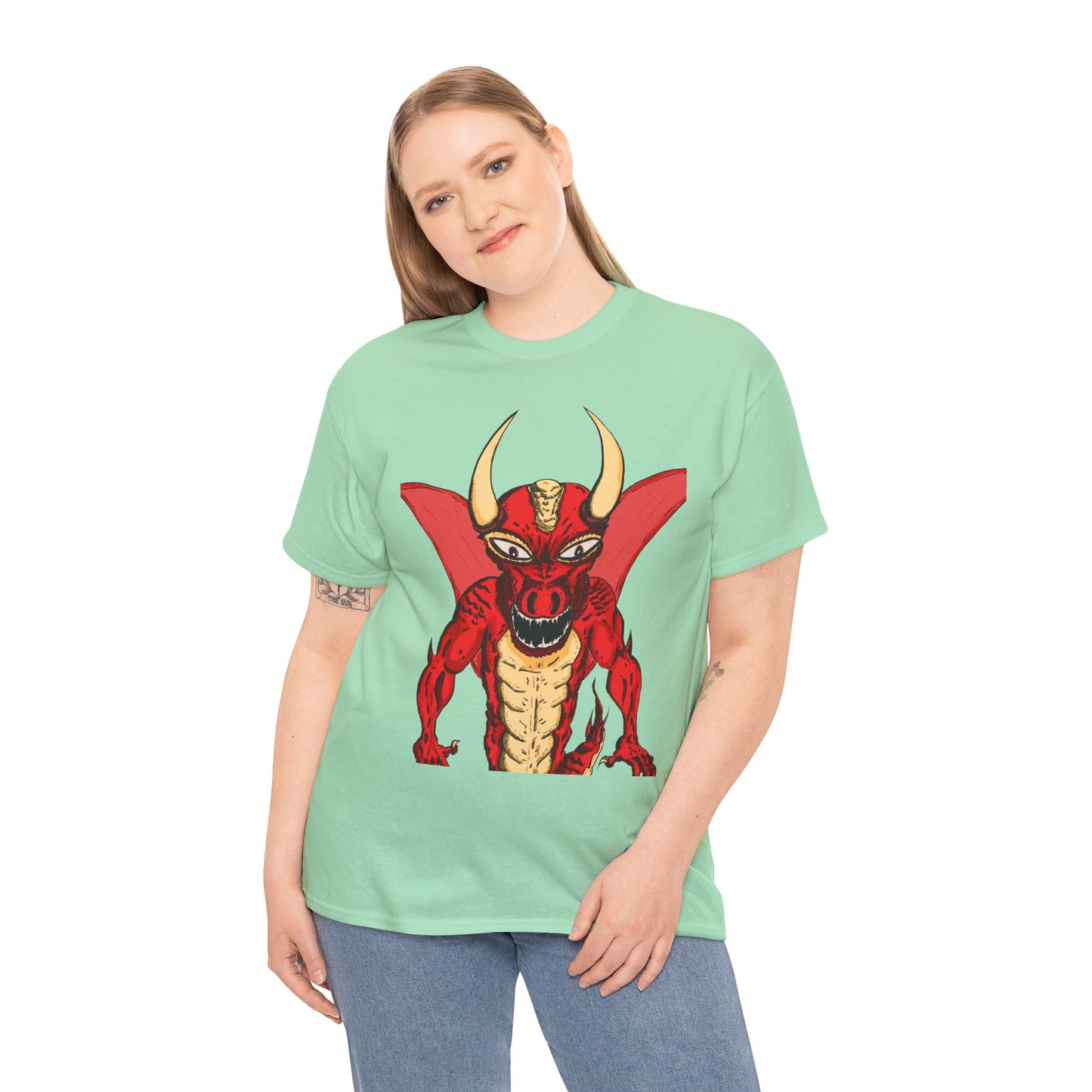 Bold Red Dragon Unisex Heavy Cotton Tee | Graphic Shirt for Anime Fans, Party Wear, Casual Outfit, Gift for Him/Her