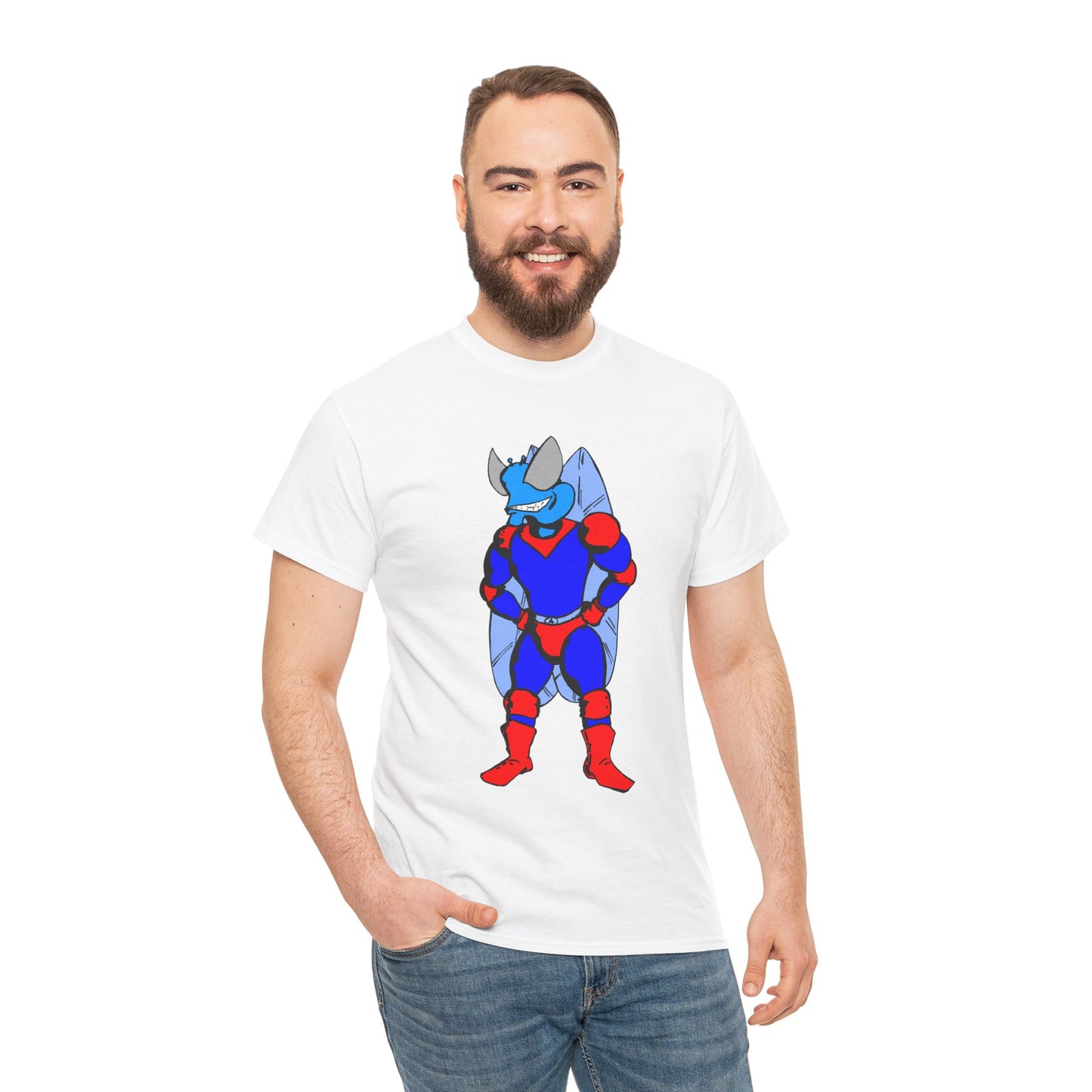Astro-Fly Hero Graphic Tee - Blue & Red Superhero T-Shirt