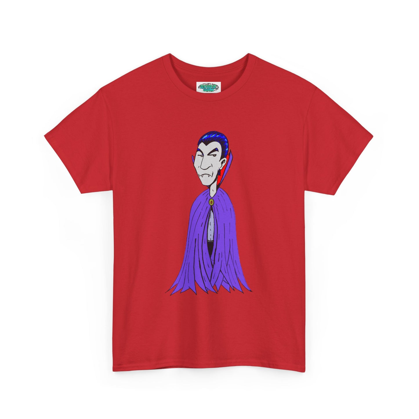 Vampire Cartoon Tee - Cute Purple Cloak Dracula Graphic T-Shirt