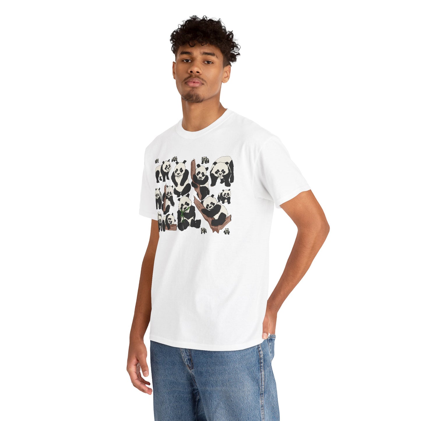 Cute Panda Design Unisex Heavy Cotton Tee | Animal Lover Gift, Casual Wear, Eco-Friendly Apparel, Nature Enthusiast Clothing