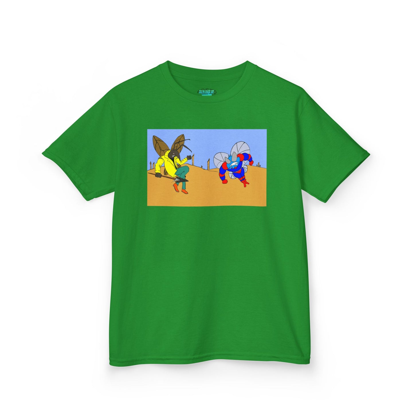 Astro-Fly and Wasp Warrior Kids Tee — Colorful Desert Beetle Cartoon Illustration