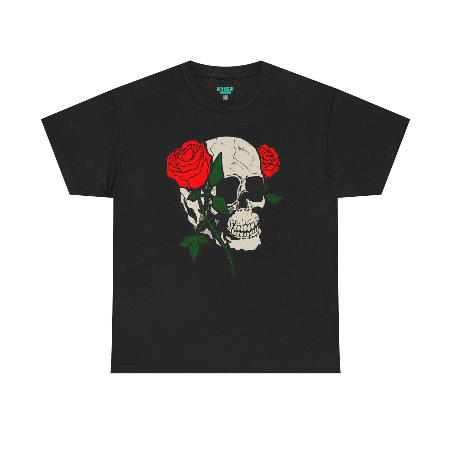 Skull & Roses Unisex Heavy Cotton Tee - Edgy Graphic T-Shirt for Casual Style