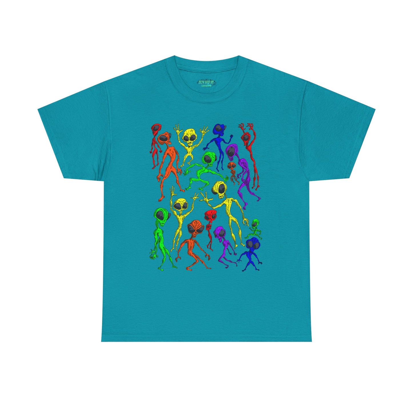 Rainbow Alien Dance Party Unisex Tee - Cosmic Sci-Fi Shirt
