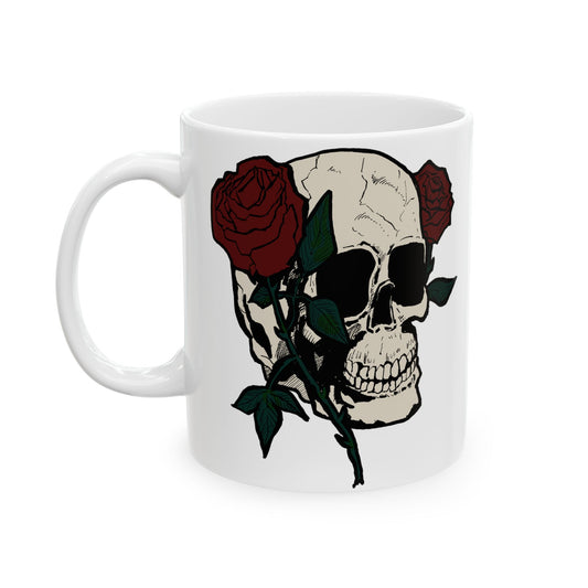 Cool Skull and Rose Ceramic Mug - Perfect for Coffee Lovers