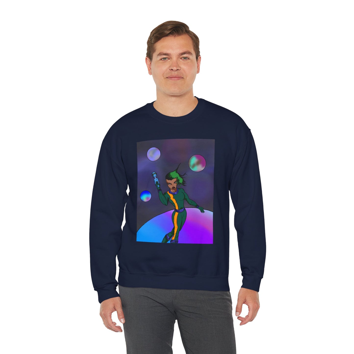 Cosmic Character Crewneck Sweatshirt – Fun, Unisex Design for Casual Style