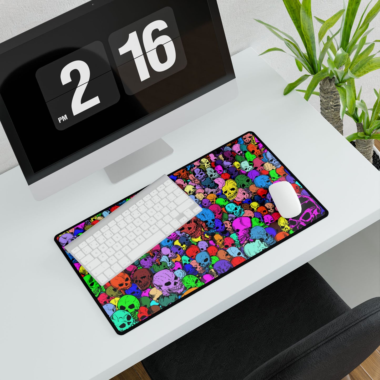 Colorful Candy Colored Gathering of Skulls Crowd Desk Mat — Vibrant Gothic Gaming Mousepad and Card Playing May