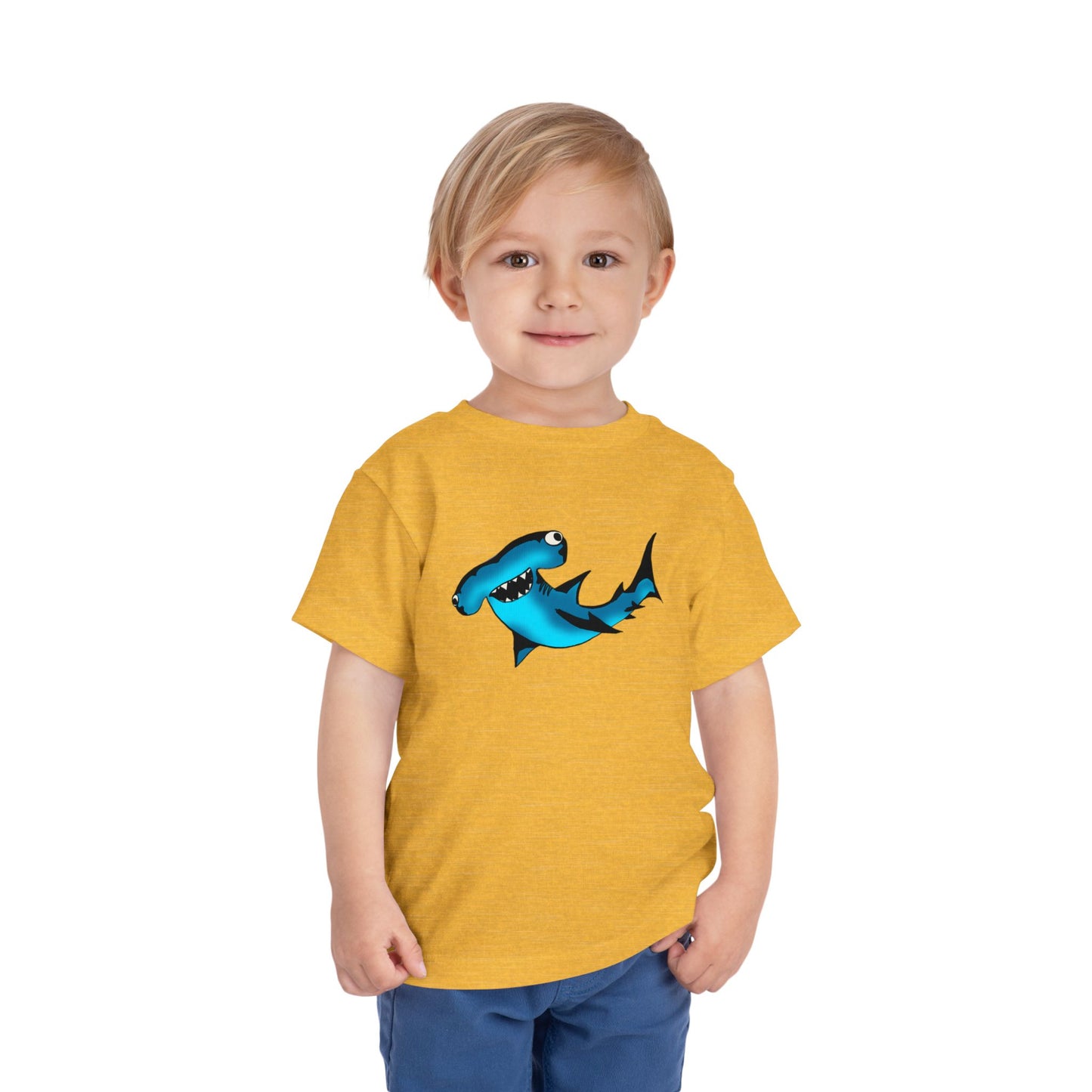 Toddler Shark Tee - Cute Blue Harley Hammerhead Graphic Kids Short Sleeve Shirt