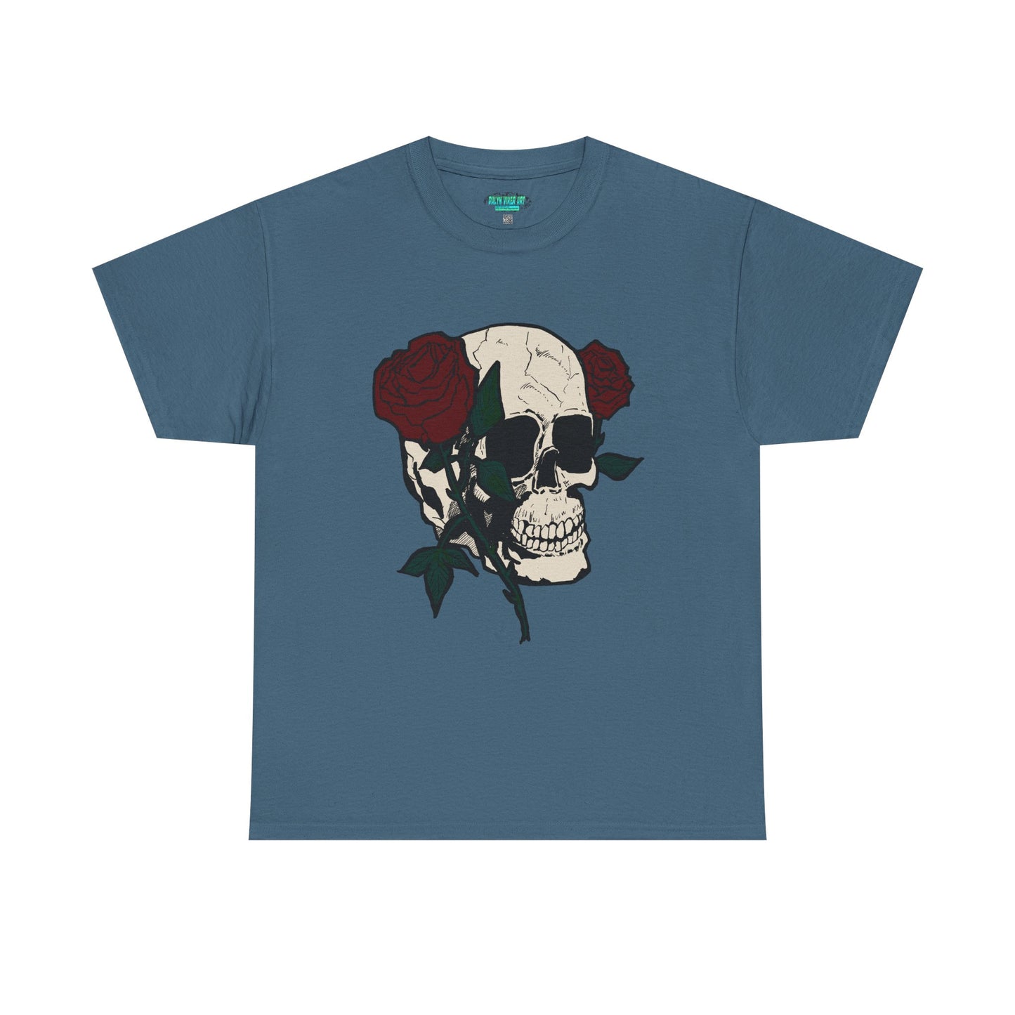 Skull and Roses Unisex Heavy Cotton Tee - Edgy Graphic T-Shirt for Impactful Style