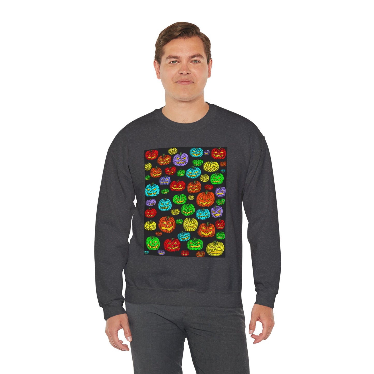 Halloween Colorful Pumpkin Graphic Crewneck Sweatshirt