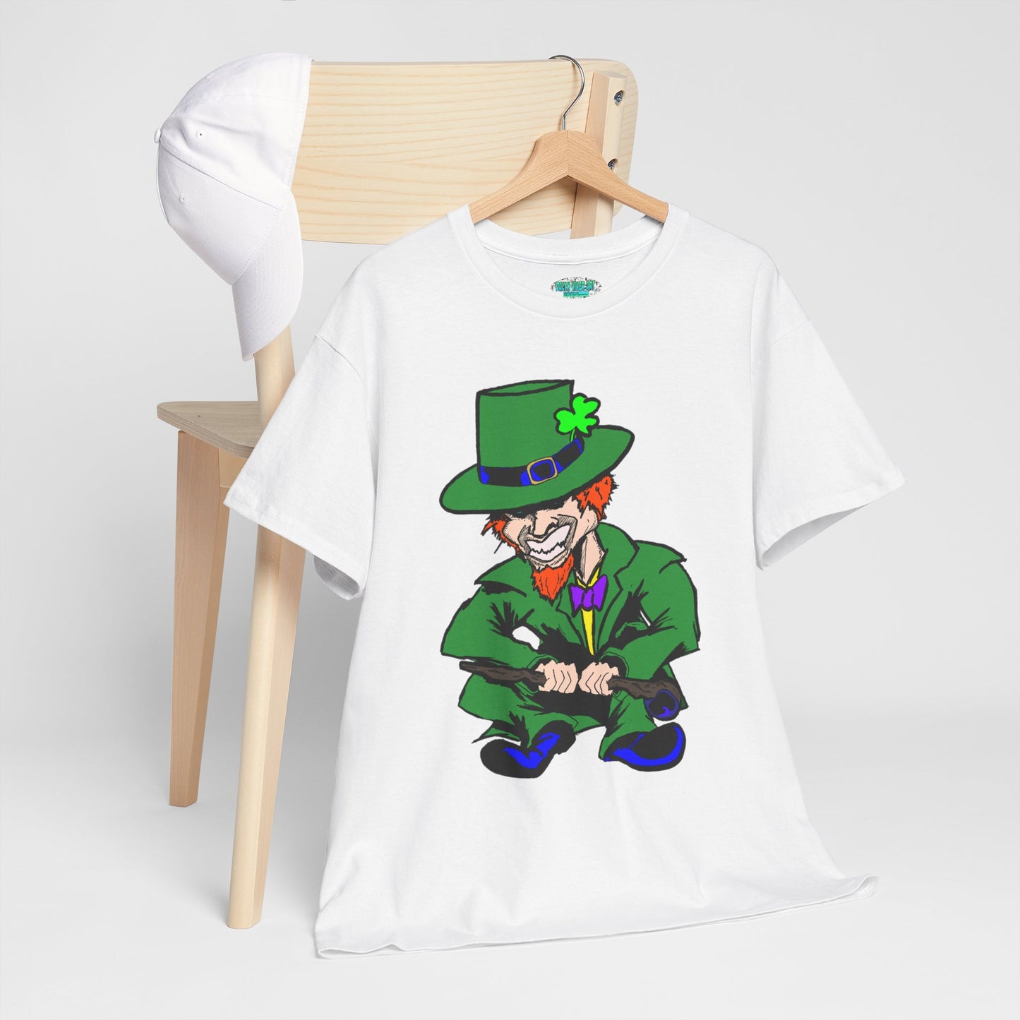 Funny Mischievious Leprechaun Saint Patrick's Day Unisex Heavy Cotton Tee - Leprechaun Design