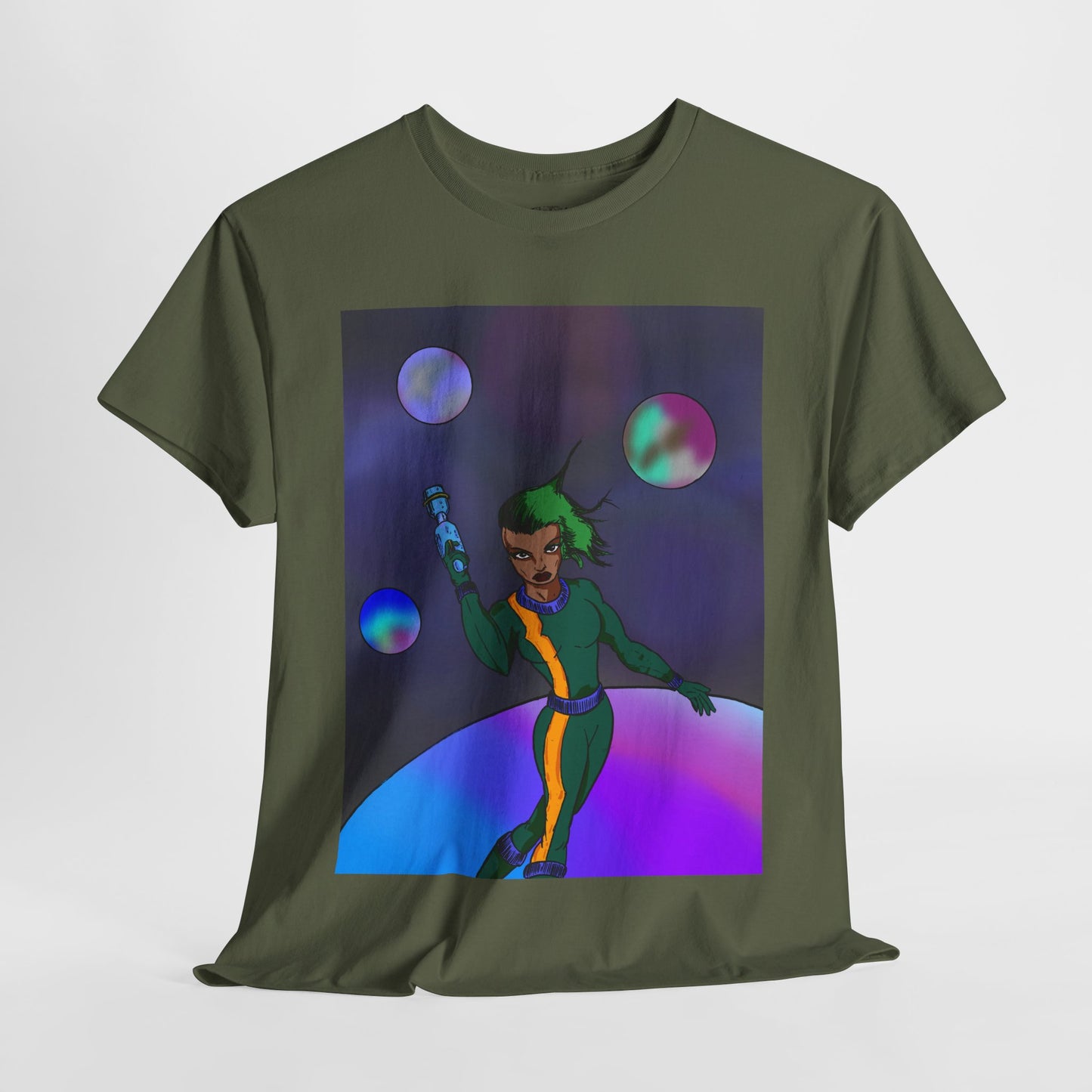 Cosmic Hero Vibe Tee - Unisex Heavy Cotton Tee, Space Art Shirt, Retro Sci-Fi T-Shirt, Gift for Space Lovers, Unique Graphic Tee
