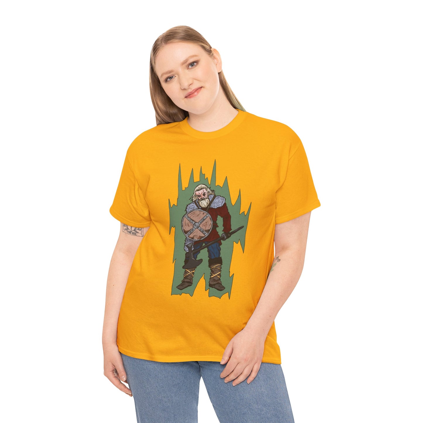 Epic Warrior Graphic Tee, Unisex Heavy Cotton Shirt, Casual Wear, Gamer Gift, Medieval Art Clothing, Battle Theme Fashion
