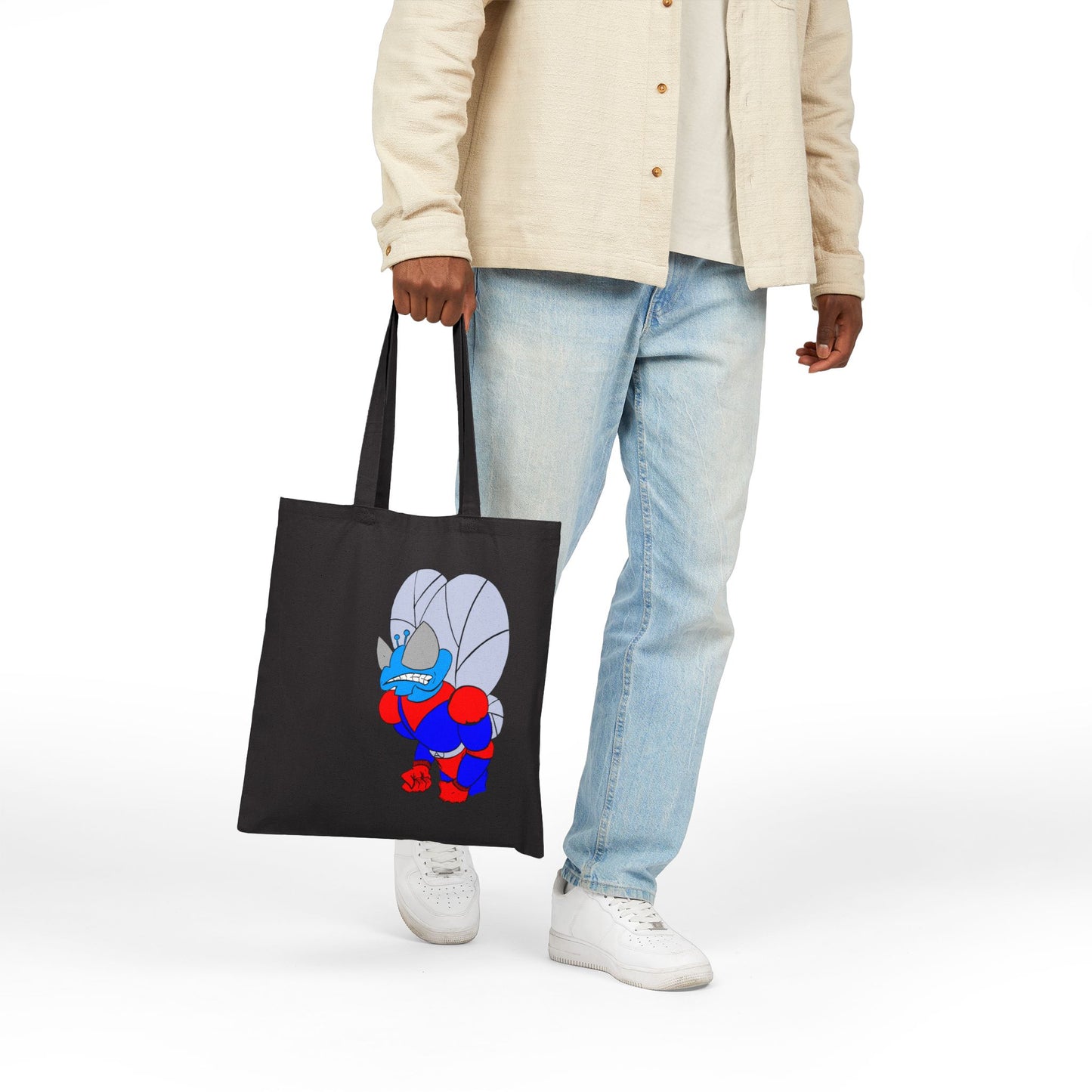 The Astounding Astro-Fly Illustration Tote Bag - Eco Canvas Grocery & Book Bag