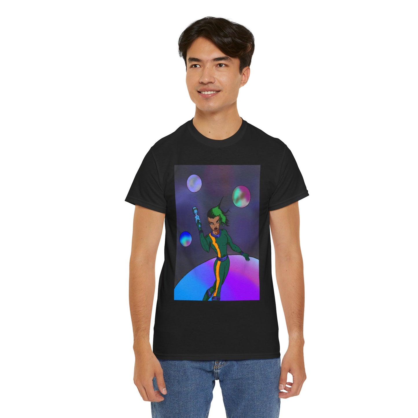 Cosmic Hero Vibe Tee - Unisex Heavy Cotton Tee, Space Art Shirt, Retro Sci-Fi T-Shirt, Gift for Space Lovers, Unique Graphic Tee