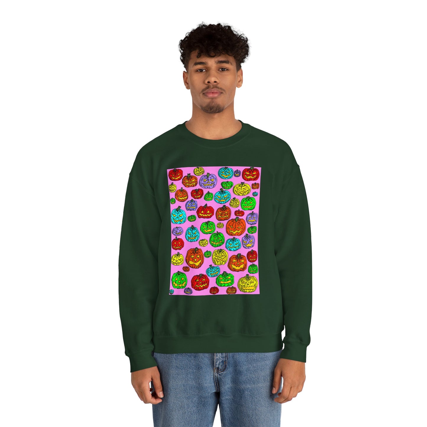 Colorful Pumpkin Crewneck Sweatshirt for Fall Celebrations